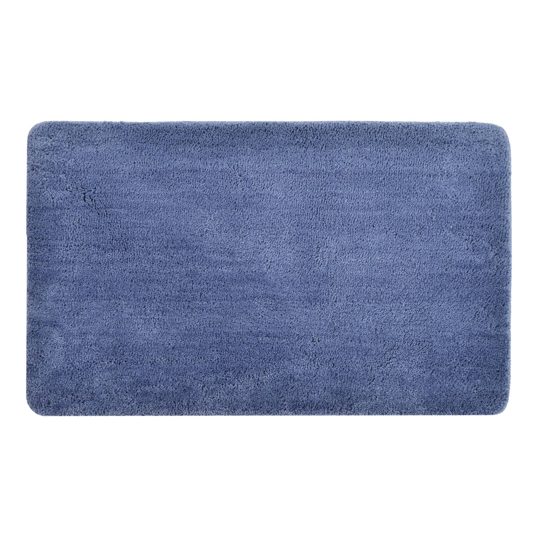 Premium Antron Luxury Non-Slip Bath Mat - Soft Absorbent Mid Blue Bathroom Rug for Safety & Comfort - Perfect for Bathroom, Shower, and Spa Use