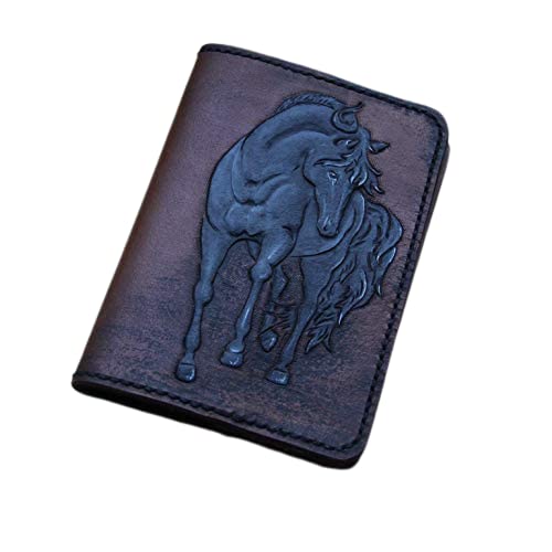 Handmade 3D Genuine Leather Passport Holder - Custom Travel Wallet with Hand-Carved Black Horse Design - Personalized Passport Cover for Men & Women - Perfect for International Travel, Business Trips & Luxury Gifts