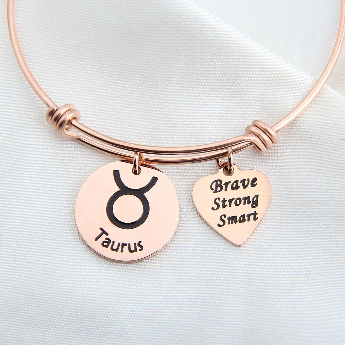 Rose Gold Zodiac Bracelet for Women - Expandable Bangle Birthday Gift