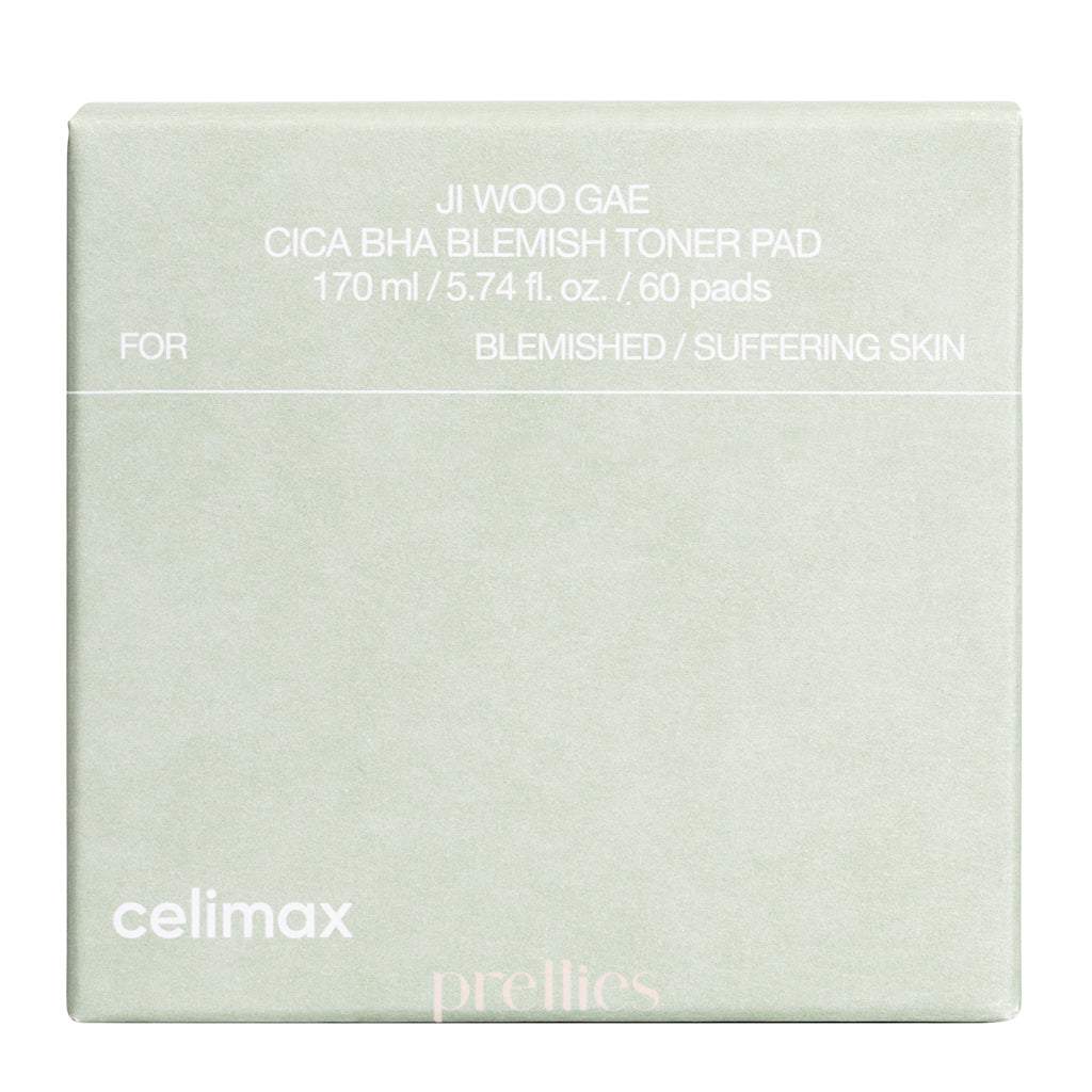 Celimax Jiwoogae Cica BHA Blemish Toner Pad 170ml (60 Pads) - Korean Skincare for Acne-Prone & Sensitive Skin - Perfect for Daily Exfoliation & Soothing