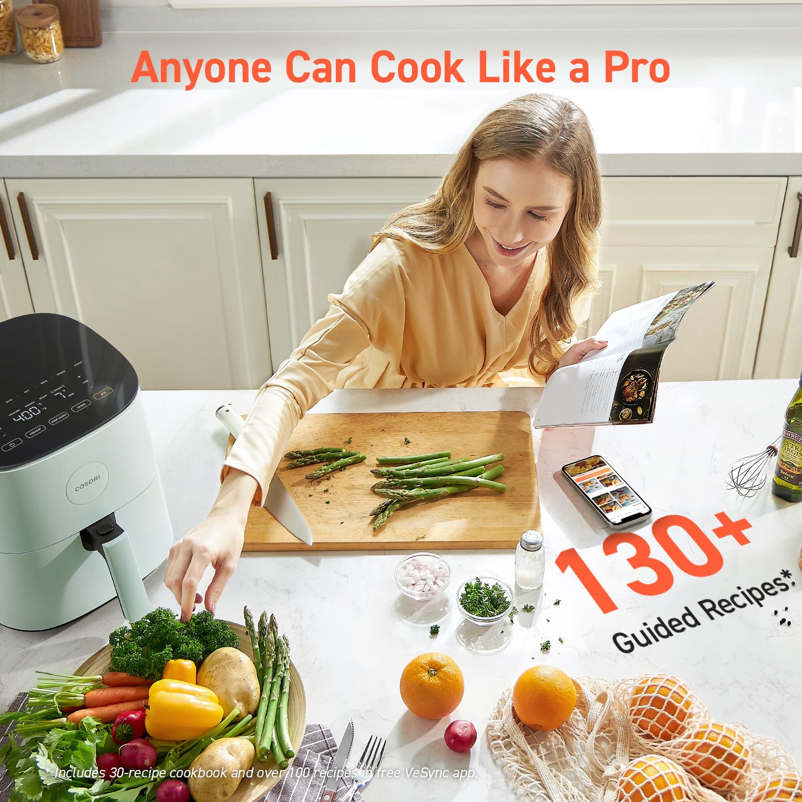 COSORI Air Fryer Pro LE 5-Qt - 10-in-1 Multi-Function Airfryer with Bake, Roast, Preheat & Dehydrate | Includes 20PCS Paper Liners, Shake Reminder & 130+ Recipes | 85% Less Oil, Compact Design, Dishwasher Safe (Green) | Perfect for Healthy Cooking, Meal Prep & Family Dinners