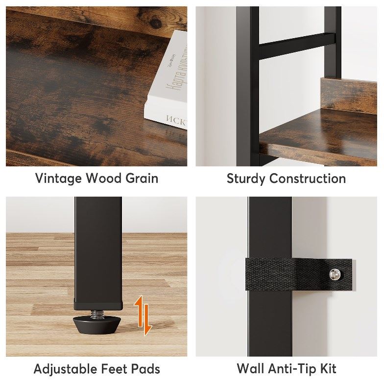 5 Tier Bookshelf - Double Wide Bookcase Storage Shelves Unit for Living Room, Bedroom & Office - Sturdy Bookshelf Organizer for Books, Toys, Decor & More