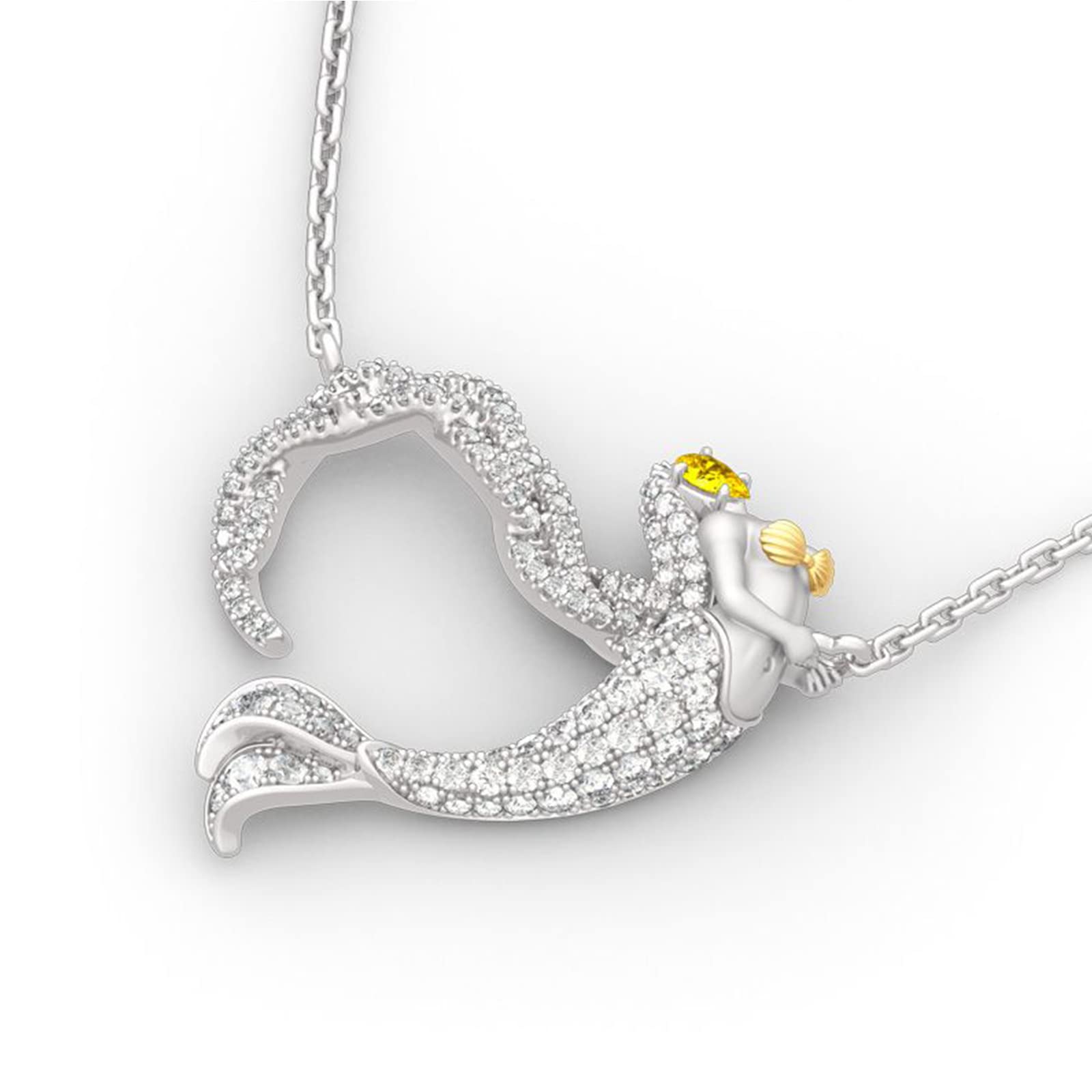 Jeulia Sterling Silver Mermaid Necklace for Women - Ocean's Light Pendant Jewelry, Valentine's Day & Birthday Gift for Women & Girls | Perfect for Beach Parties, Mermaid-Themed Events & Romantic Occasions