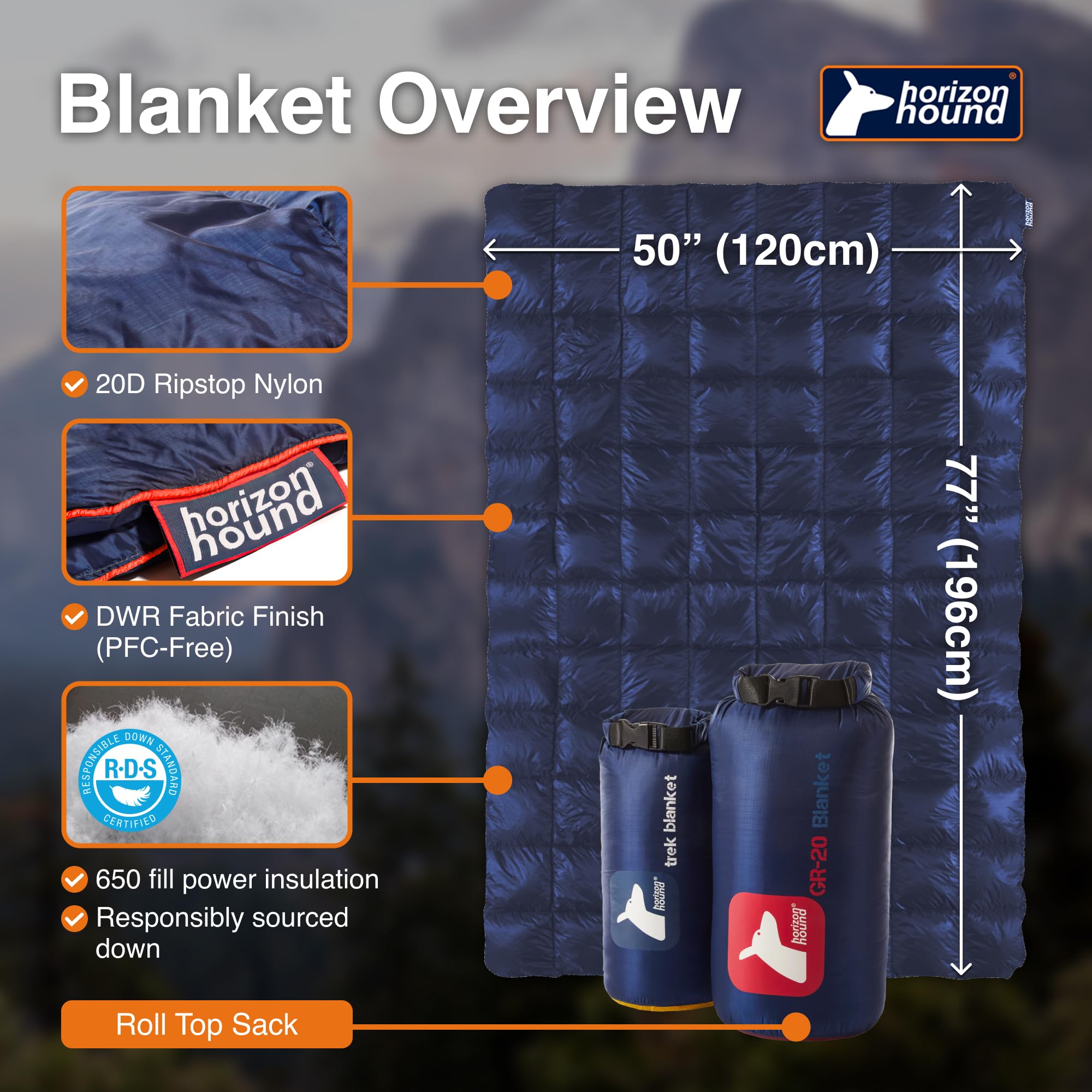 **Horizon Hound Down Camping Blanket - Lightweight & Water-Resistant Outdoor Quilt for Camping, Hiking, Travel | Insulated & Packable Gear for Sleep, Stadium, Festivals | Sustainable & Warm for Backpacking, Picnics, Beach Trips**