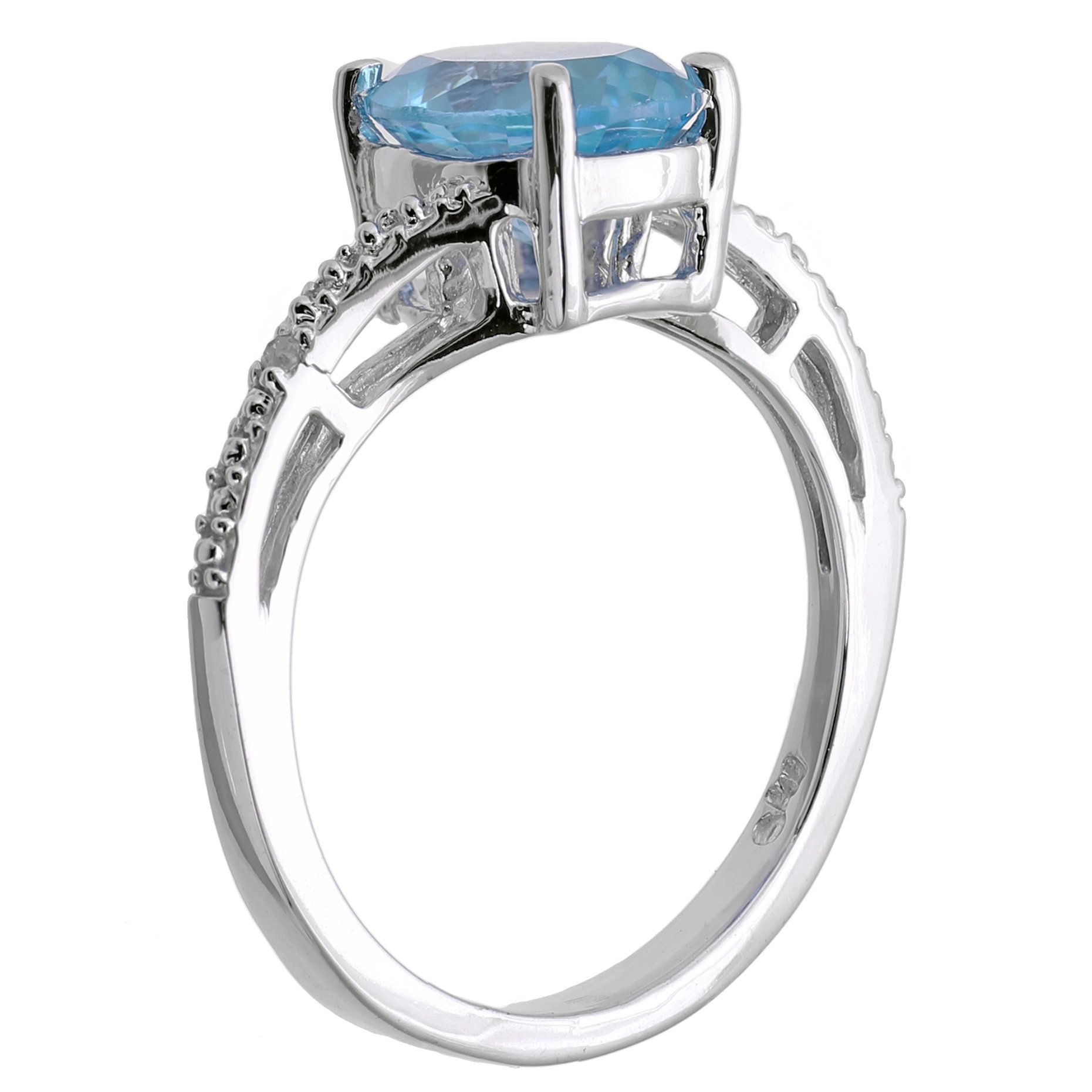 Amazon Collection Sterling Silver Blue Topaz & Diamond Accent Ring | Elegant Jewelry for Women, Perfect for Engagement, Anniversary & Special Occasions