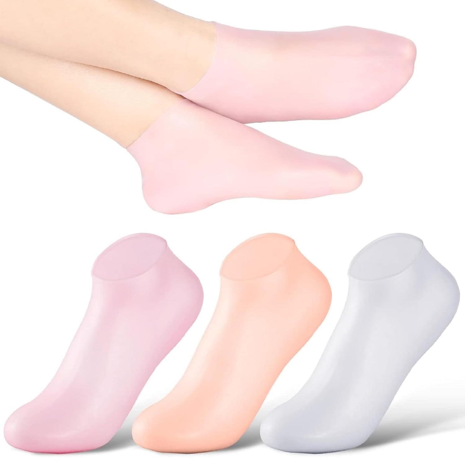 QUIQSHIPP Aloe Silicone Heel Socks for Women - Moisturizing Gel Foot Socks to Repair Dry & Cracked Heels | Soft Spa Pedicure Socks for Winter Foot Care | Waterproof Silicone Gel Socks for Home Relaxation & Professional Salon Treatments