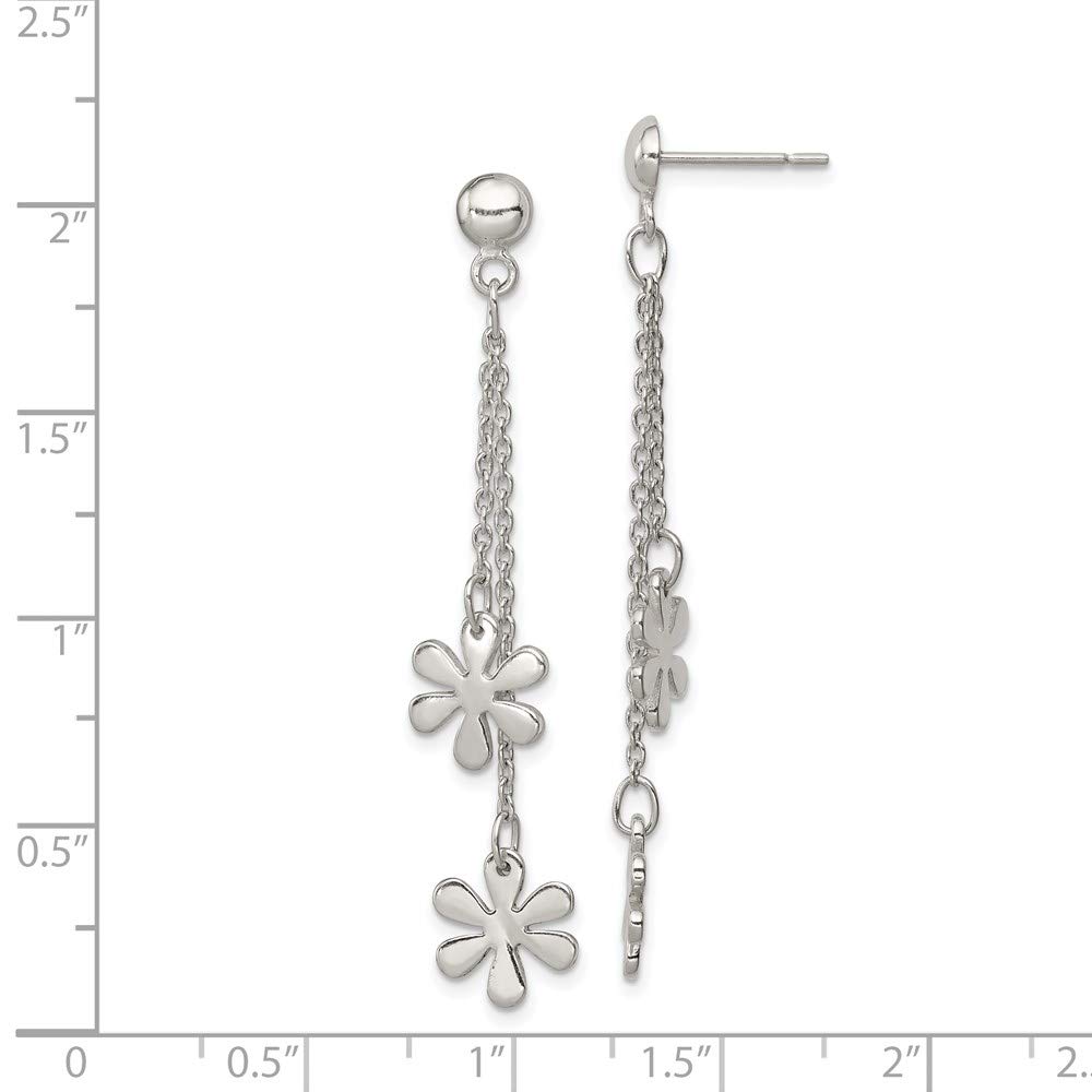 925 Sterling Silver Flower Dangle Post Earrings for Women - Elegant Floral Stud Earrings for Everyday Wear & Special Occasions
