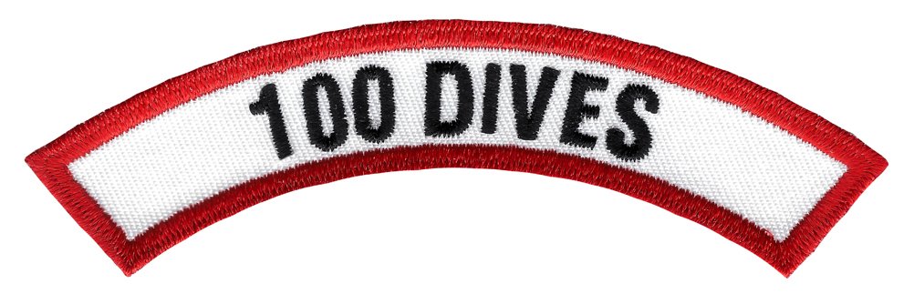 100 Dives Chevron Patch - Embroidered Iron On Scuba Diving Badge - Perfect for Dive Logs, Jackets & Souvenirs - Scuba Certification Gift for Divers