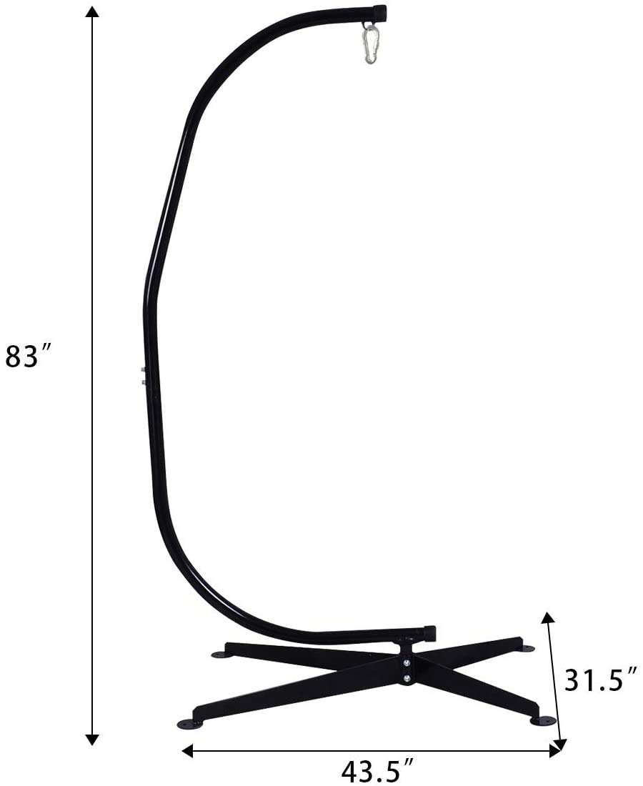 ReunionG Heavy Duty Steel Hammock Stand - 500lb Capacity C-Stand for Hanging Chairs & Porch Swings | Weather-Resistant Metal Frame with 360° Rotation | Perfect for Patio, Backyard, Garden & Indoor Relaxation