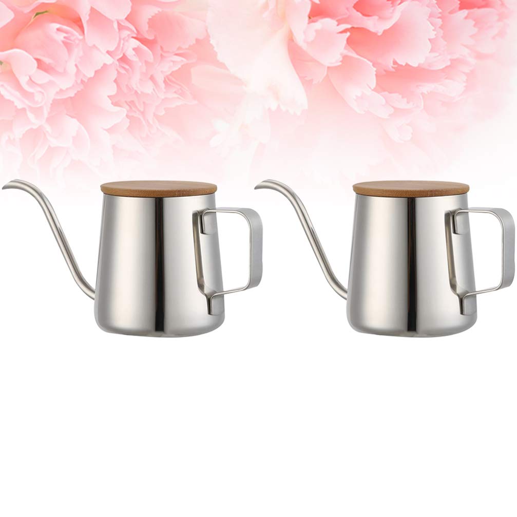 Premium Stainless Steel Gooseneck Coffee Kettle with Bamboo Lid - 2-Piece Barista Pour Over Tea Kettle Set for Precision Brewing | Ideal for Pour Over Coffee, Tea Making & Home Kitchen Use