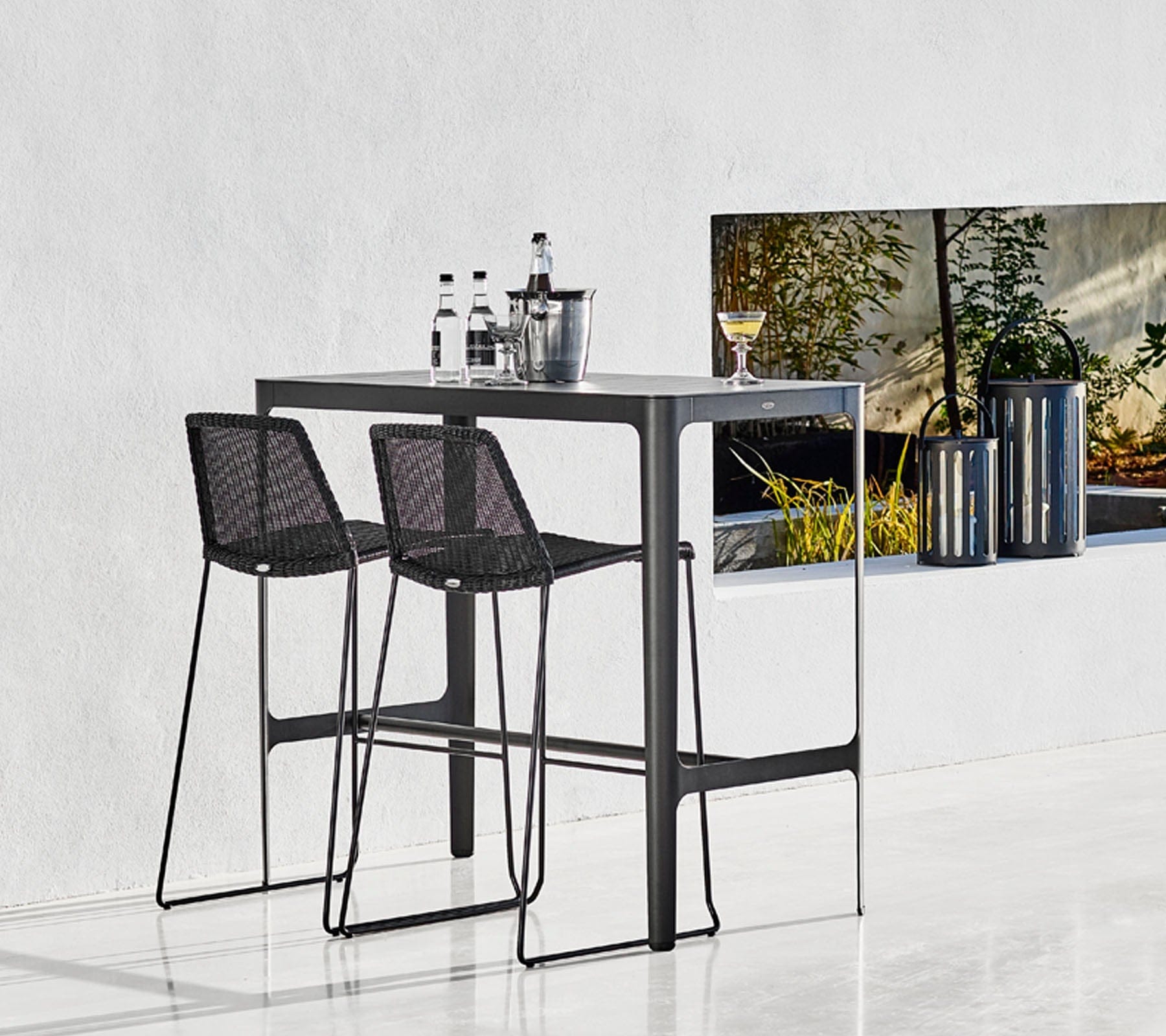 Breeze Outdoor Bar Stackable Chair - Lightweight Patio Dining Chairs for Poolside, Garden, Deck & Backyard - Set of 2 Weather-Resistant Stacking Chairs