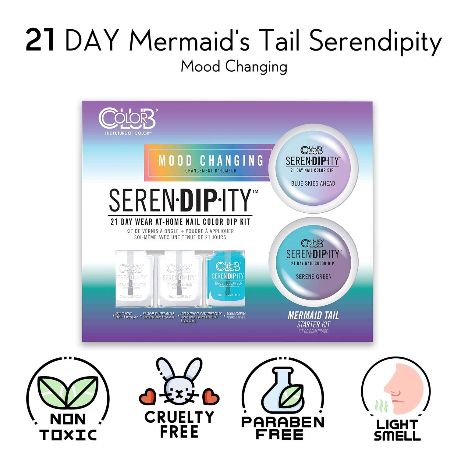 Color Club Dip Powder Nail Kit - Serendipity Manicure Mermaid's Tail Blue | DIY Gel Nail Polish for Salon-Quality Manicures at Home | Perfect for Parties, Weddings & Special Occasions