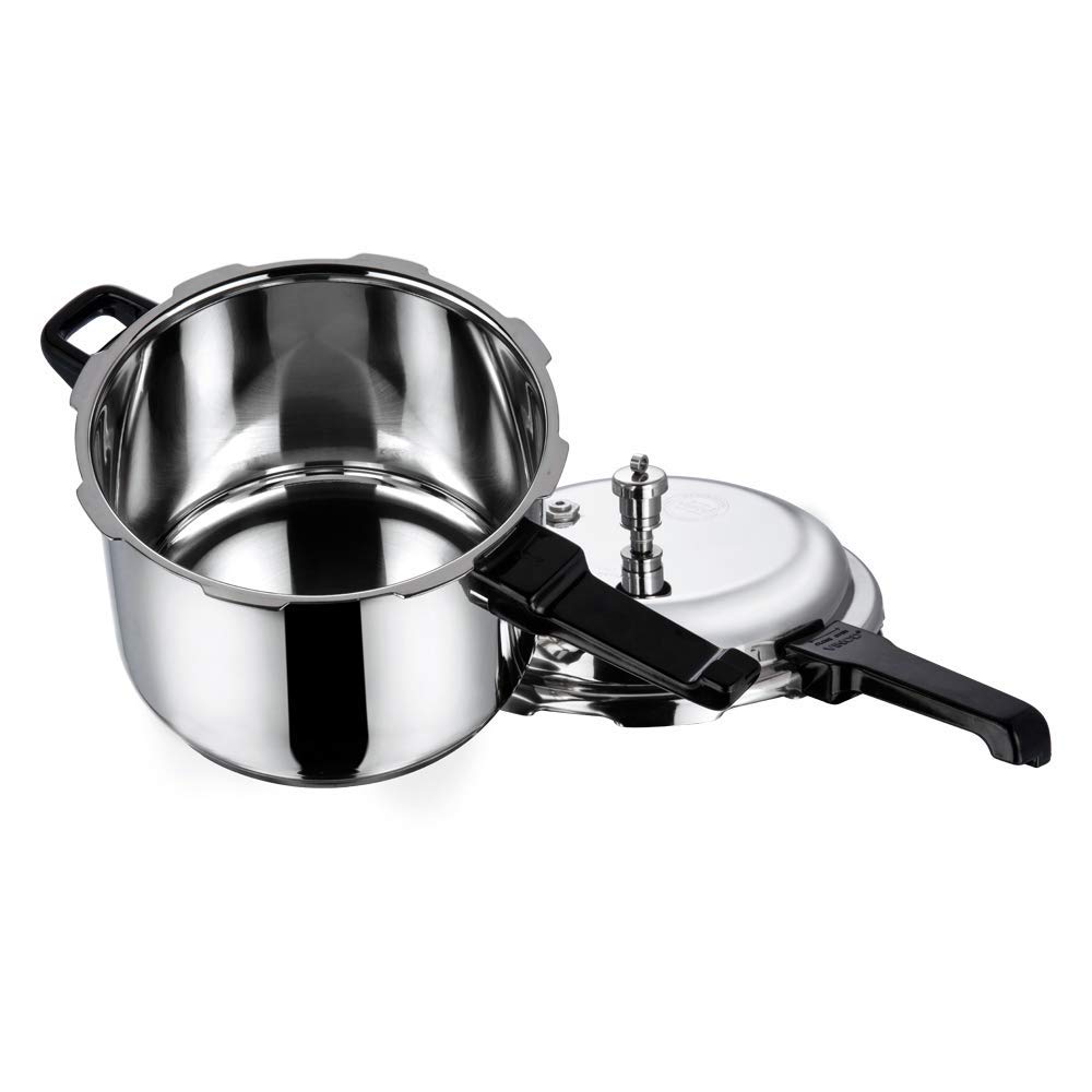 Vinod Stainless Steel 10L Pressure Cooker with Outer Lid - Induction Base & Sandwich Bottom - Perfect for Indian Cooking, Soups, Rice & Quinoa - Ideal for Home Kitchens, Meal Prep & Healthy Cooking