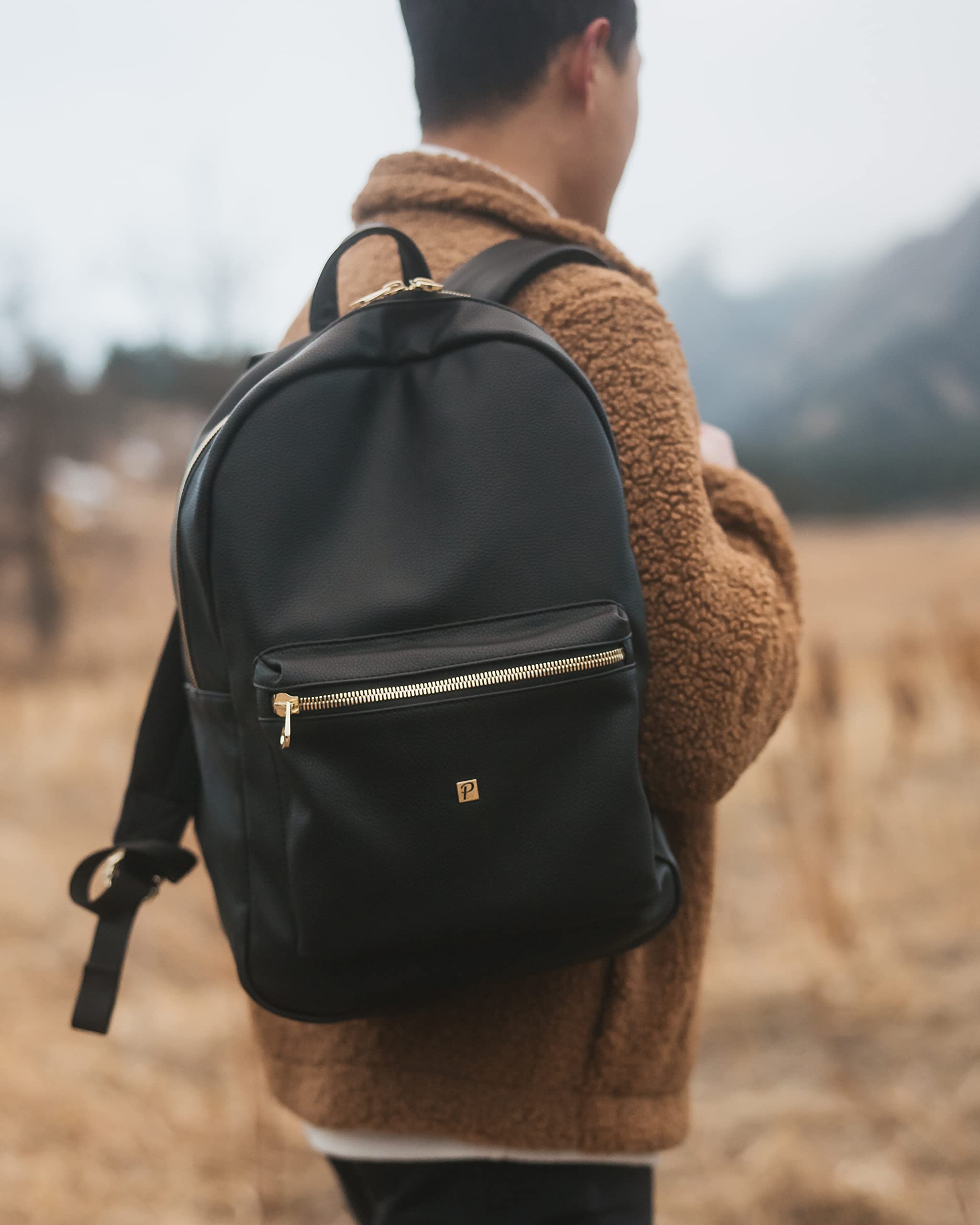 Stylish Vegan Leather Laptop Backpack for Women & Men - Mason Fashion Commuter Bag with Padded Shoulder Straps & Metal Zippers - Perfect for Travel, Business, School & Daily Use (Lux Tan)