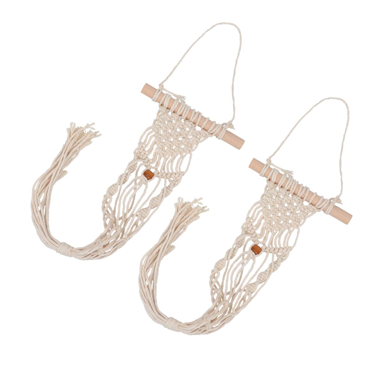 2-Pack Cabilock Macrame Hanging Planters - Rustic Wall Plant Hangers with Net Bag for Indoor Plants, Air Shelves & Home Decor | Perfect for Living Room, Bedroom, Balcony & Boho Style Decor