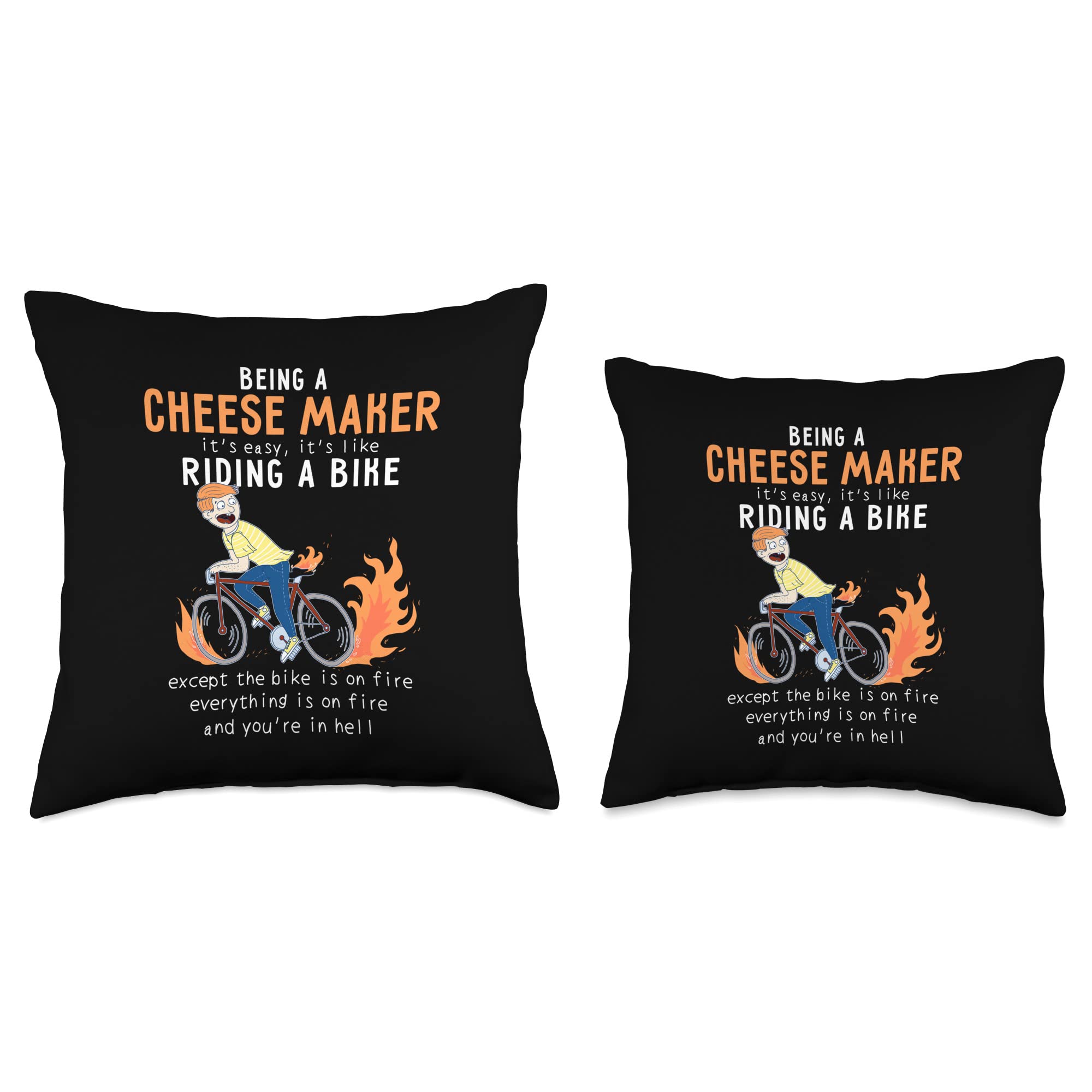 Funny Cheese Maker Like Riding Bike Cyclist Throw Pillow - Cute Cycling Enthusiast Gift for Home Decor, Sofa, Bed, Office