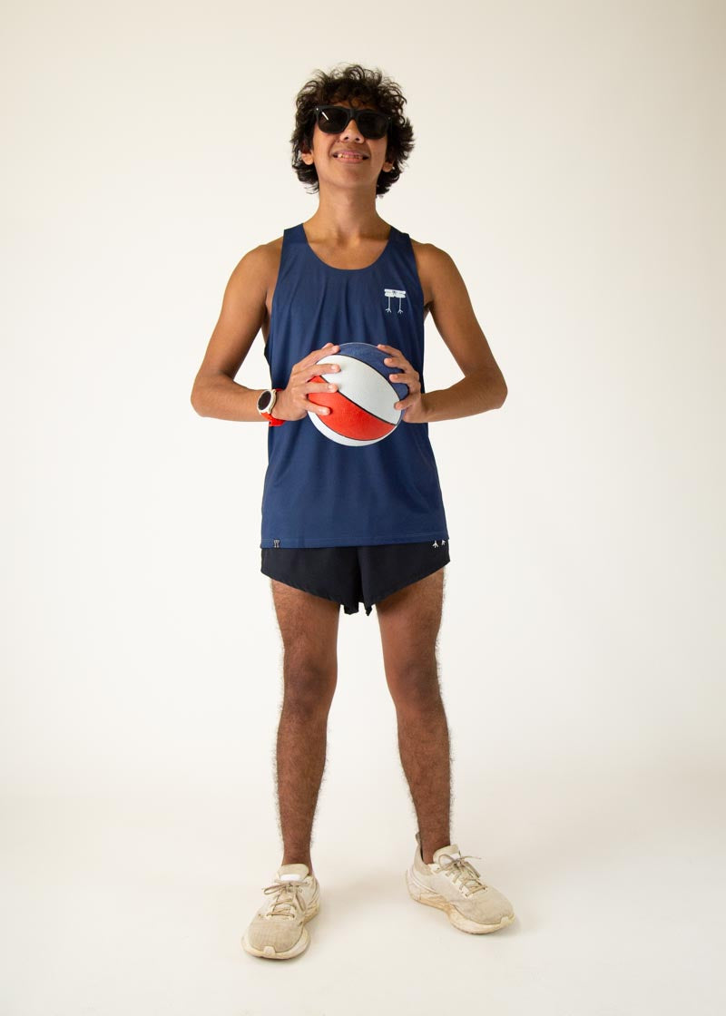 Men's Navy Blue Performance Singlet - Breathable Workout Tank Top for Running & Gym - Lightweight Athletic Shirt for Men's Fitness & Training