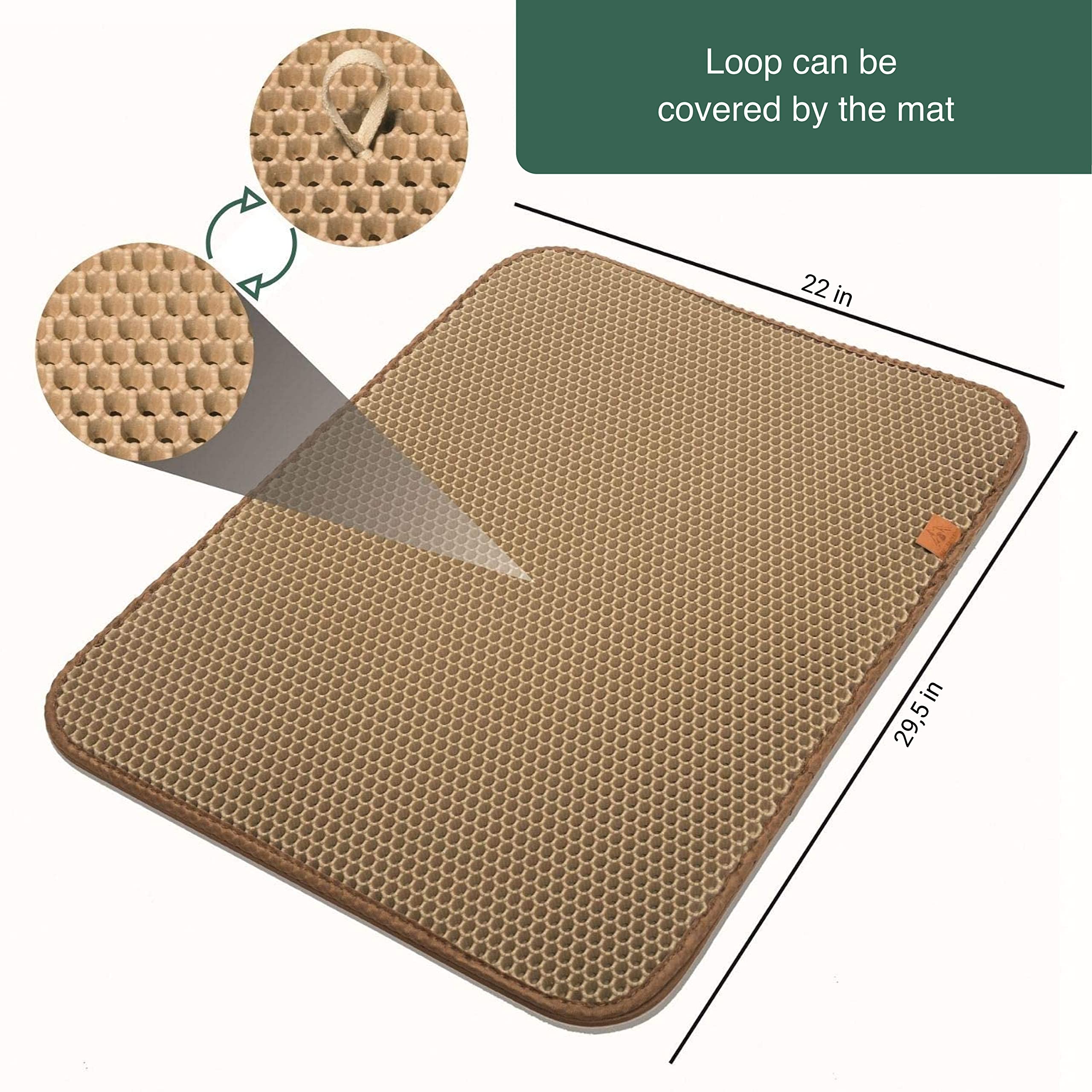 Premium Cat Litter Mat for Large Litter Boxes - Non-Slip Litter Box Rug with High Trapping Efficiency - Waterproof & Easy to Clean Cat Mat for Home, Kitchen or Bathroom Use