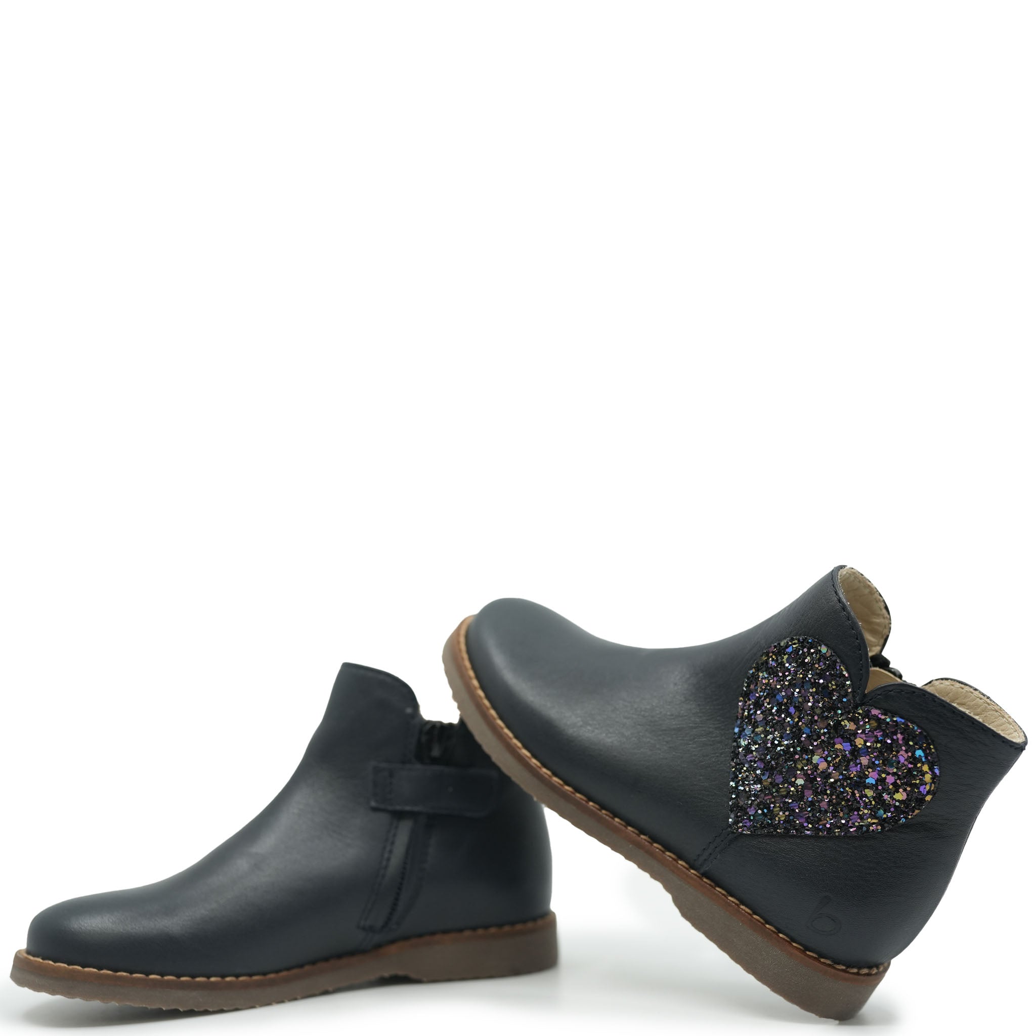 Beberlis Women's Navy Blue Glitter Heart Zipper Ankle Boots - Perfect for Valentine's Day, Party & Casual Outfits