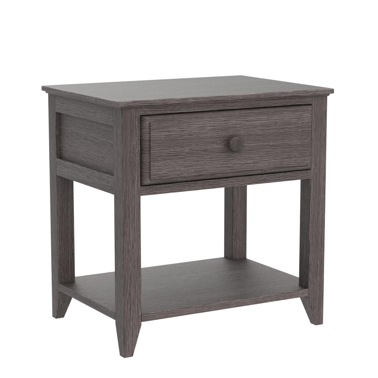 Plank+Beam Nightstand with Drawer and Shelf - Modern Clay Finish Bedside Table for Bedroom, Living Room & Guest Room - Compact Storage End Table with Open Shelf & Spacious Drawer