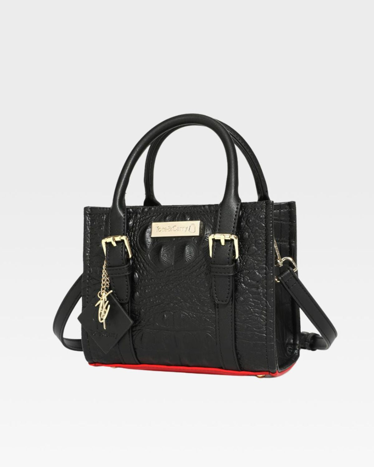 Apollo 2 Mini Tote Bag - Stylish Black Handbag with Red Bottom | Perfect for Work, Travel & Everyday Use | Women's Fashion Accessory