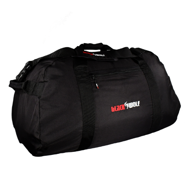 Black Wolf DufflePack 50 - Packable Travel Duffle Bag in Jet Black - Perfect for Gym, Weekend Trips & Outdoor Adventures