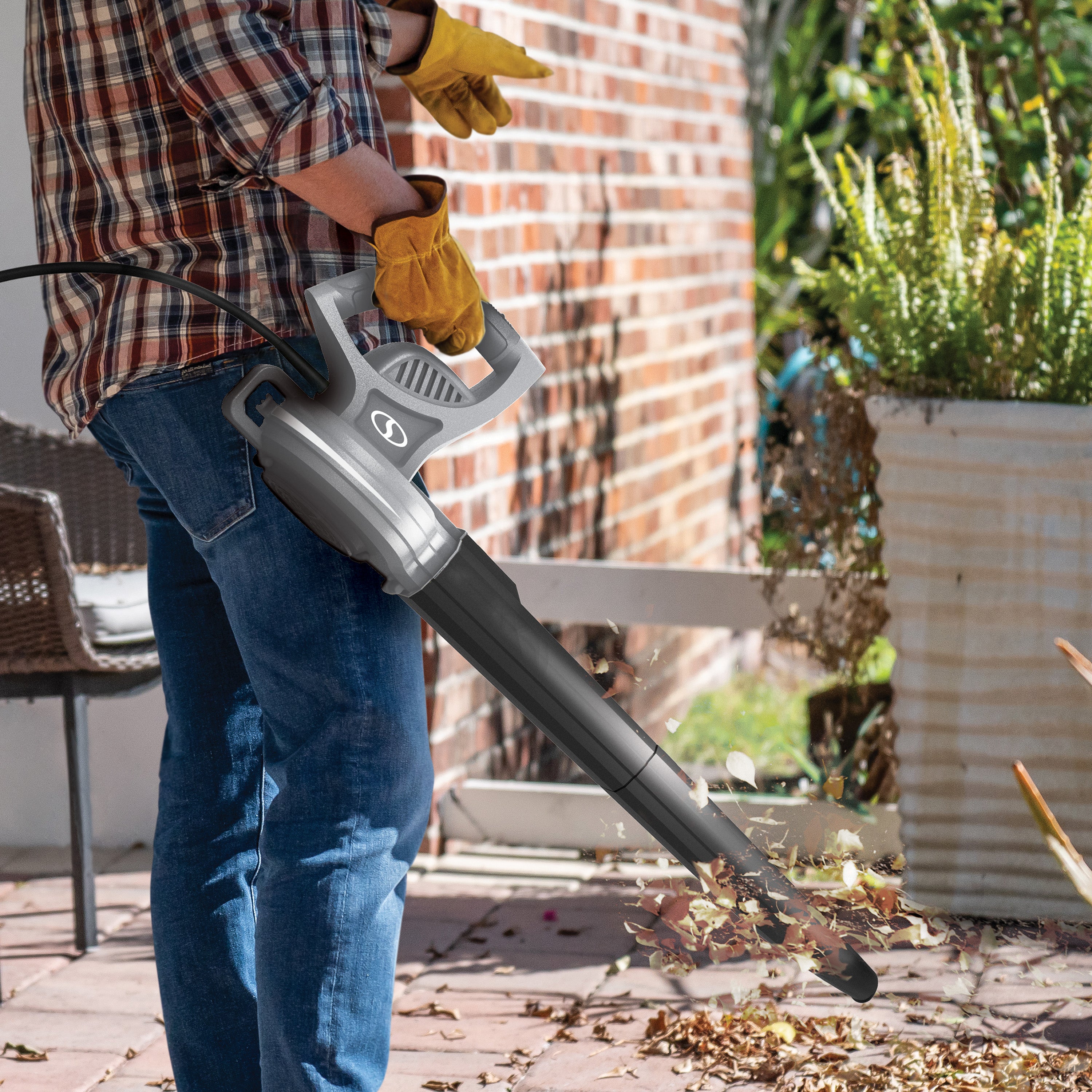 Sun Joe SBJ597E GRY 6 Amp Electric Leaf Blower - 155 MPH, 260 CFM Airflow - Lightweight & Powerful Yard Blower for Leaves, Grass Clippings & Debris - Perfect for Driveways, Patios & Garden Cleanup (Gray)