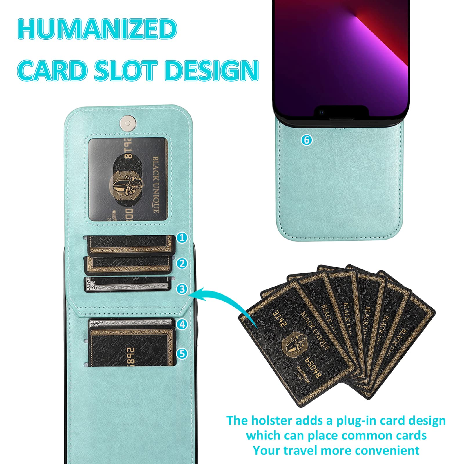 Premium Leather Wallet Phone Case for iPhone 13 Pro 6.1