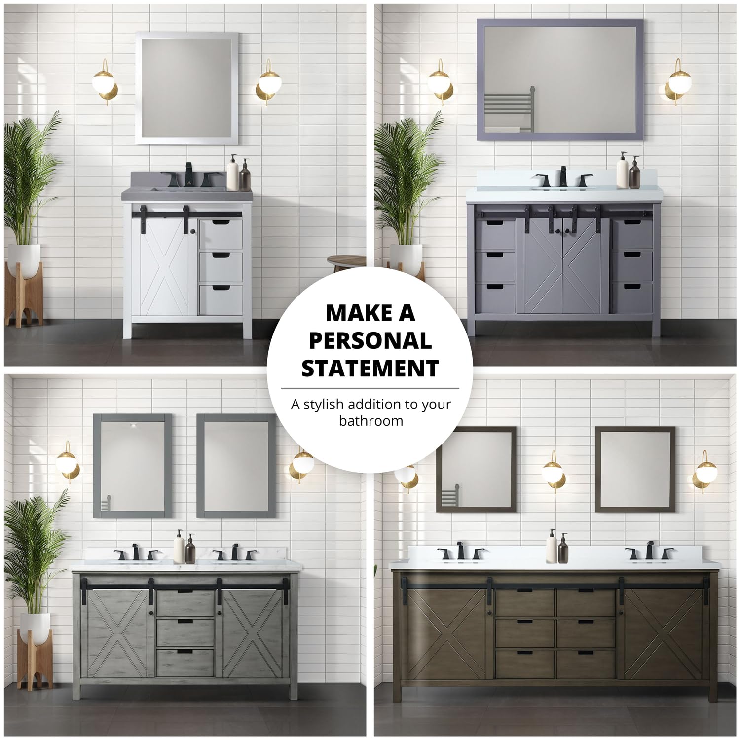 Rustic Brown Bathroom Vanity Set - 48