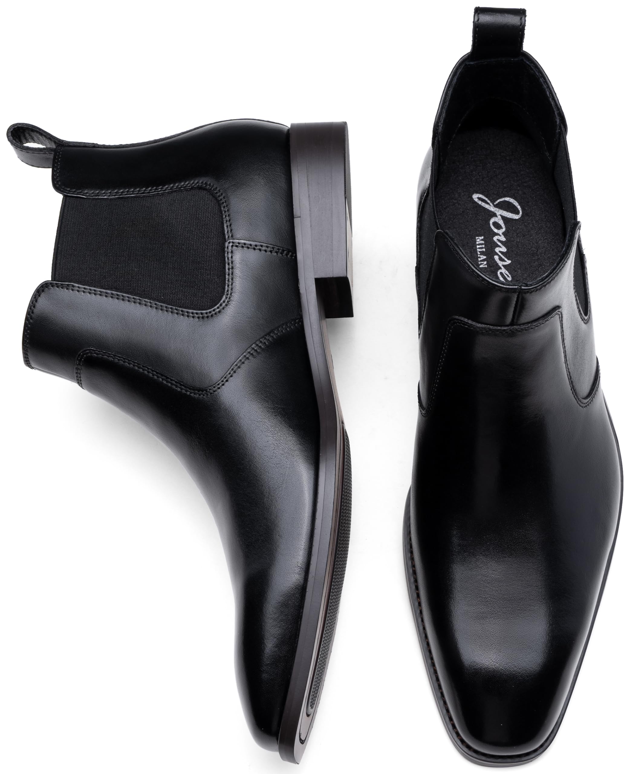 Premium Men's Chelsea Boots - Polished Leather Ankle Dress Boots | Classic Retro Slip-On Design for Business & Casual Wear | Perfect for Office, Date Night & Fall Fashion
