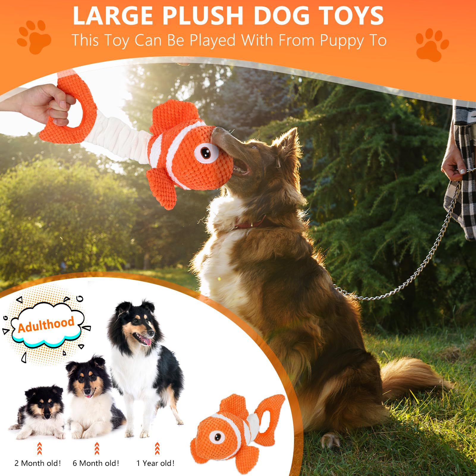 Durable Squeaky Dog Toys for Small, Medium & Large Dogs - Interactive Tug of War Puppy Toys with Soft Fabric for Indoor & Outdoor Play | Perfect for Training, Fetch Games & Bonding with Your Pet