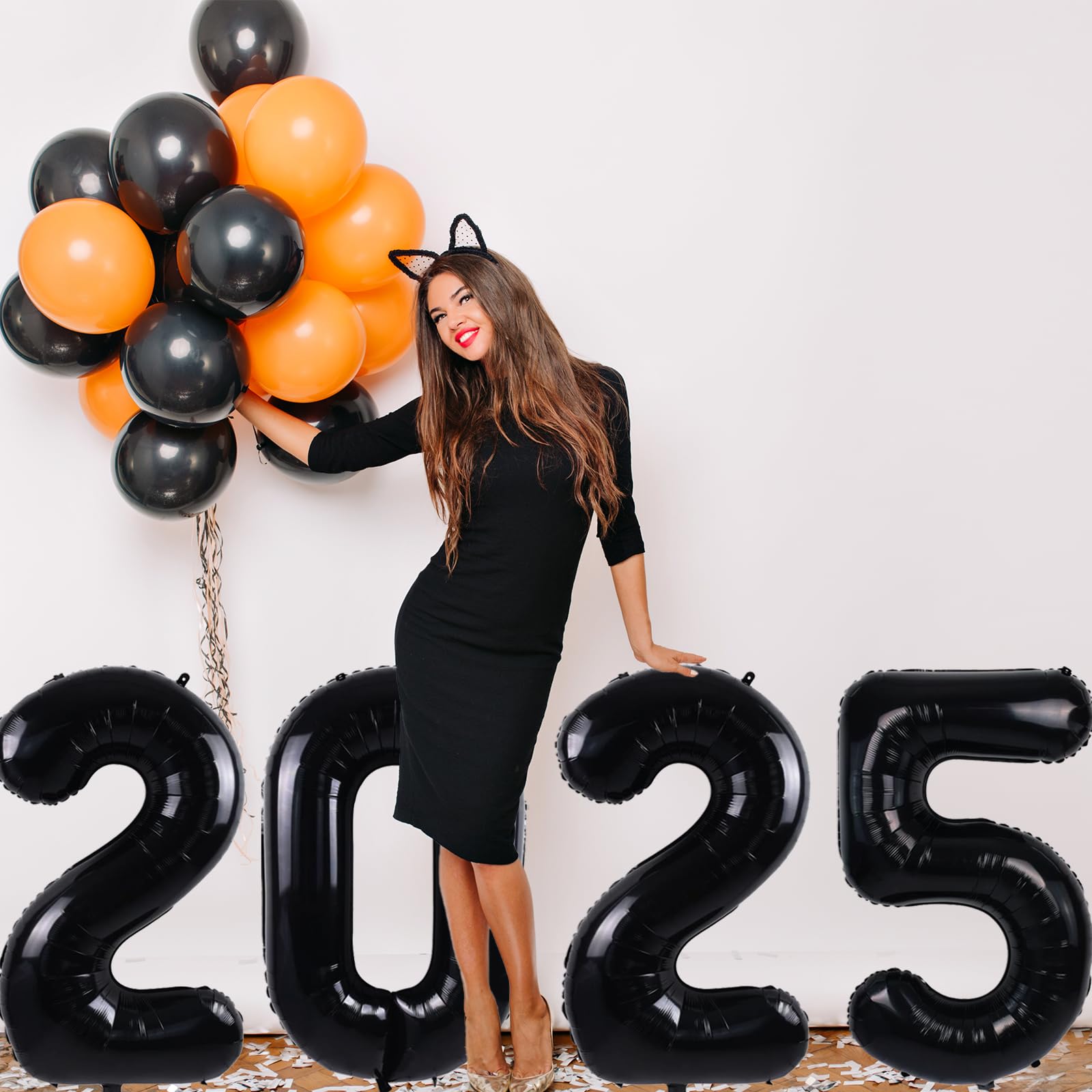 40 Inch 2025 Black Foil Number Balloons - Large Graduation & New Year Party Decorations for Class of 2025 Celebrations, Birthday, Anniversary & Festive Events