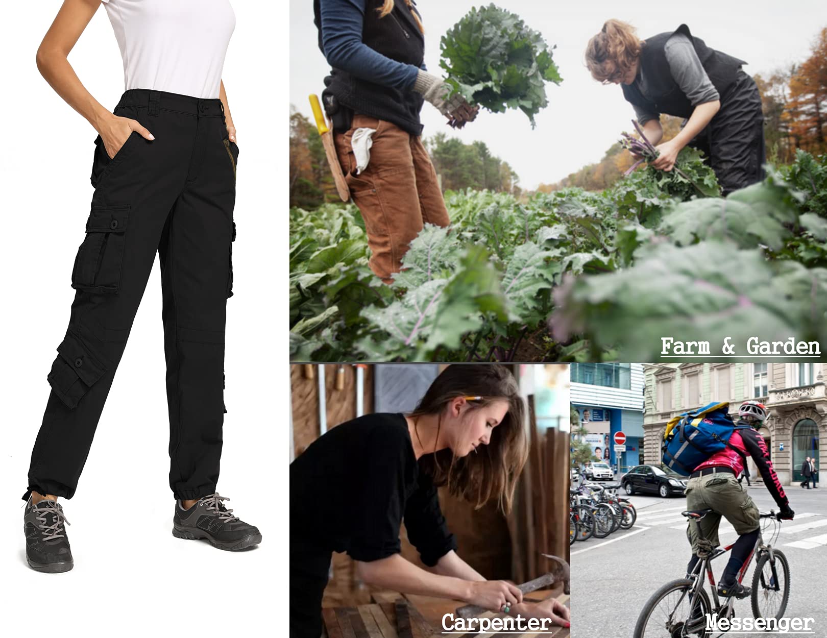 Raroauf Women's Casual Cotton Cargo Pants - Military Style Combat Work Pants with 8 Pockets - Comfortable Capri Pants for Outdoor, Hiking, Work & Everyday Wear