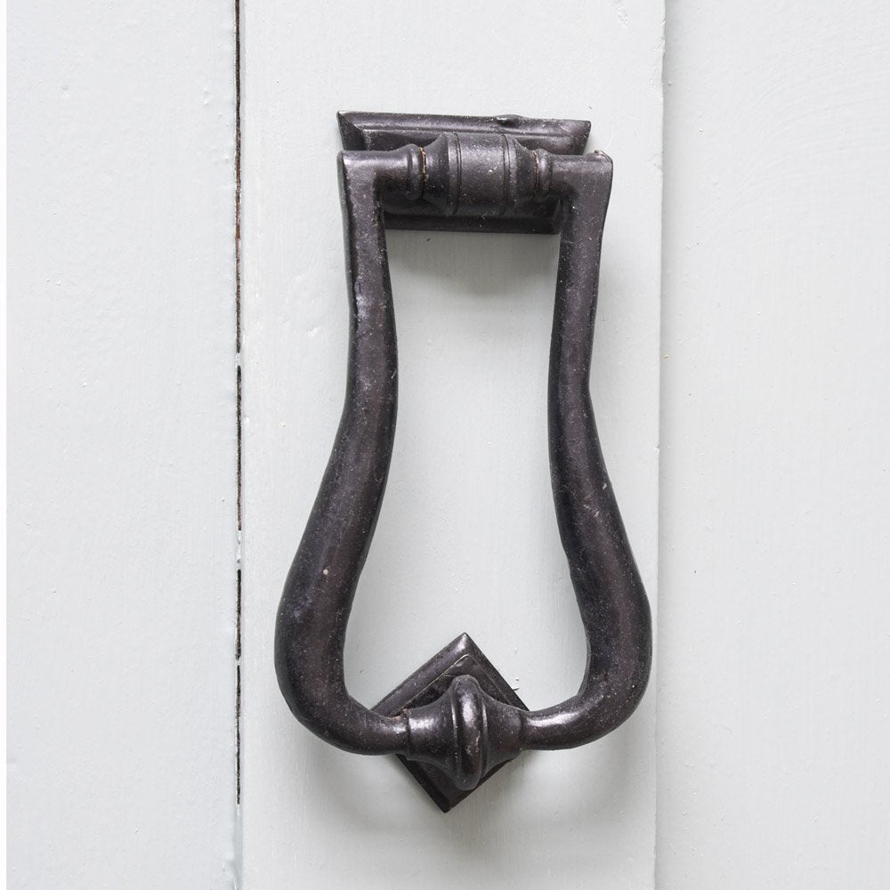 Black Beeswax Slim Art Deco Door Knocker - Vintage Style Exterior Door Hardware for Home Entrance, Perfect for Gothic, Victorian & Classic Home Decor