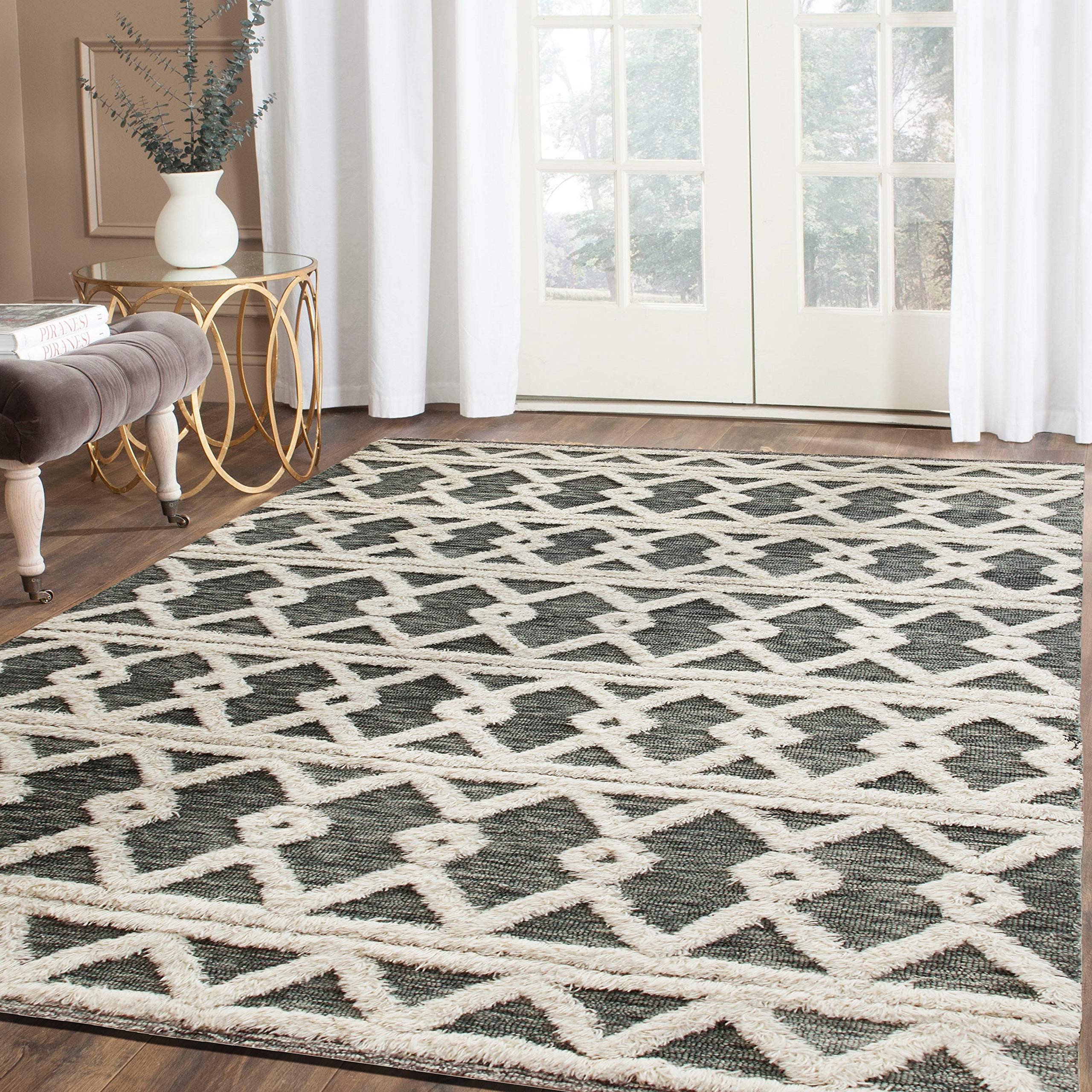 LR Home Scandinavian Geometric Tufted Area Rug - Modern Nordic Design for Living Room, Bedroom & Office Decor
