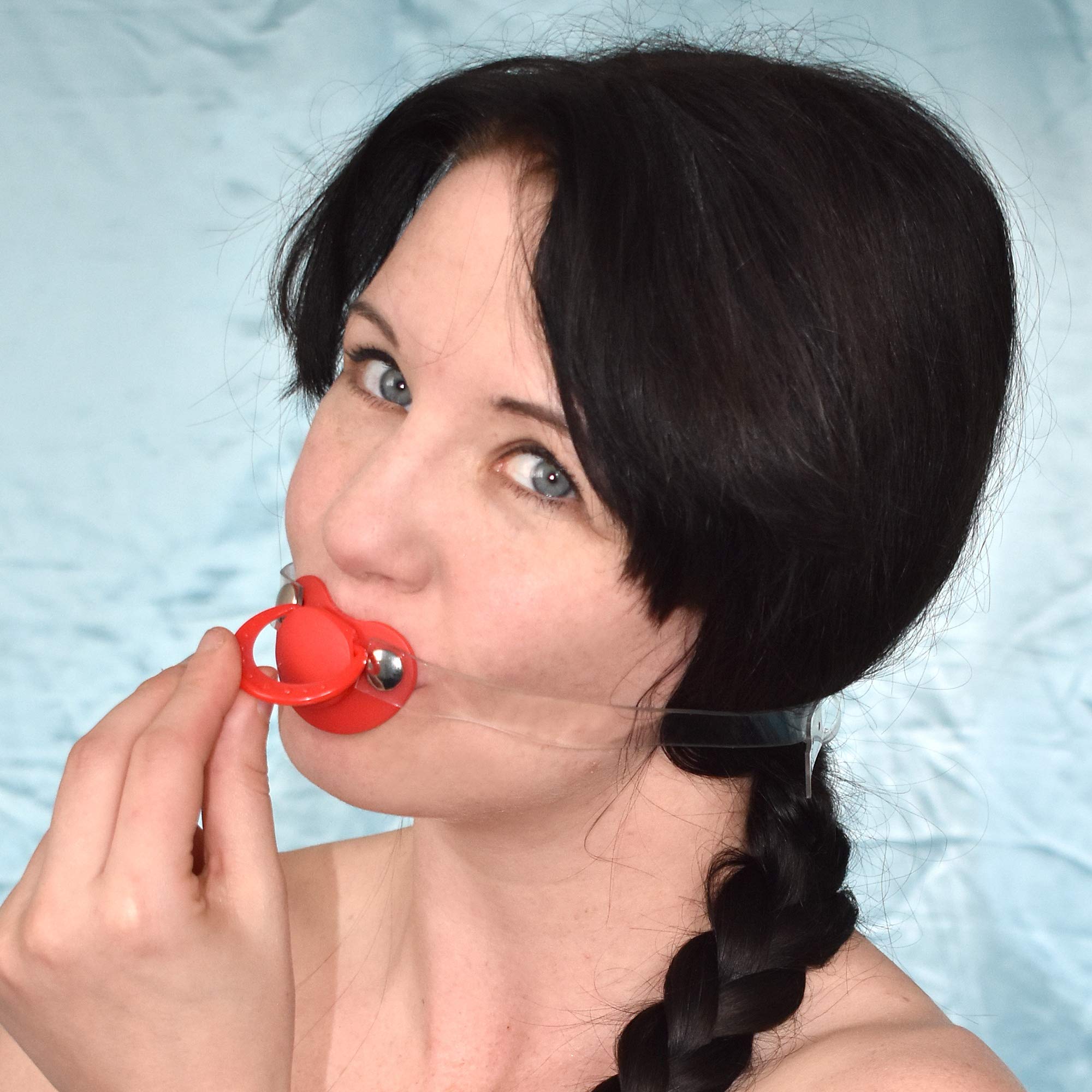 Honeylust - Silicone BDSM Pacifier Gag - Bondage Nipple Mouth Gag - Adult Fetish Sex Toy with Transparent Strap - Ball Gag Mouth Spreader for BDSM Play, Roleplay & Sensory Exploration