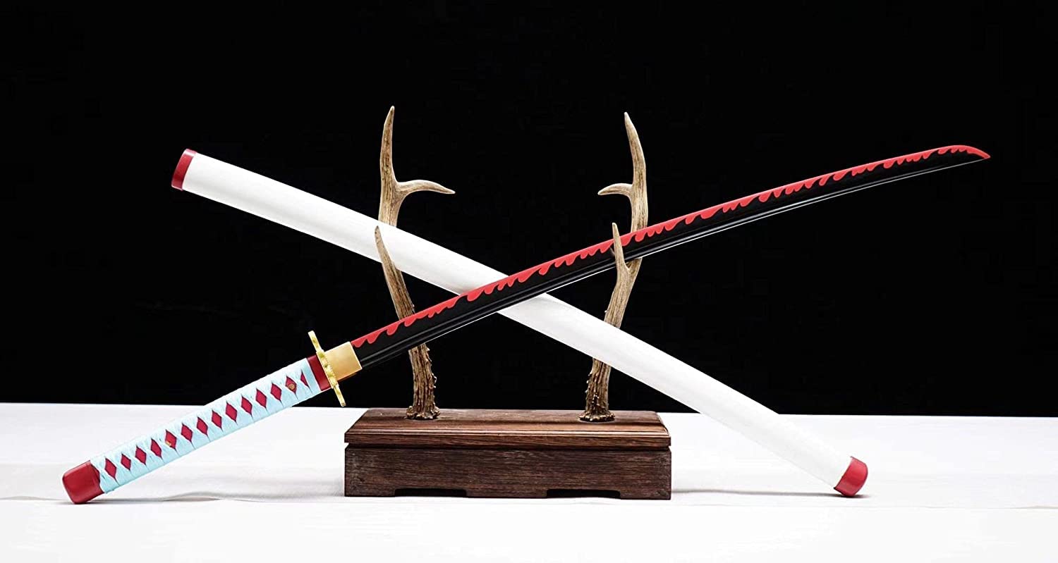 Handmade Demon Slayer Katana Sword - 1060 Carbon Steel Full Tang Samurai Sword with Real Sharp Blade - Authentic Japanese Anime Cosplay Weapon for Collectors, Martial Arts & Display