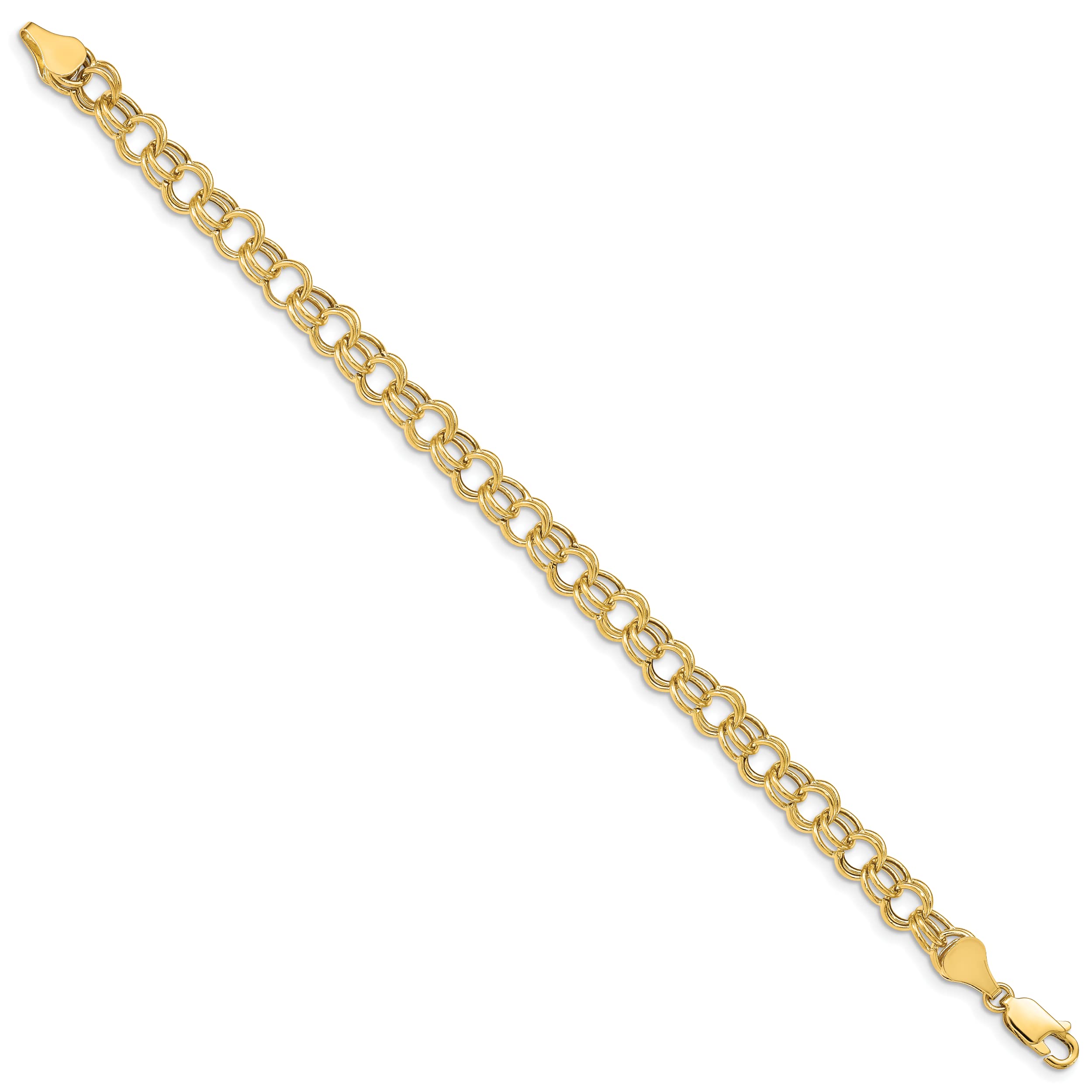 Avariah 10k Yellow Gold Hollow Double Link Charm Bracelet Chain Anklet - 7