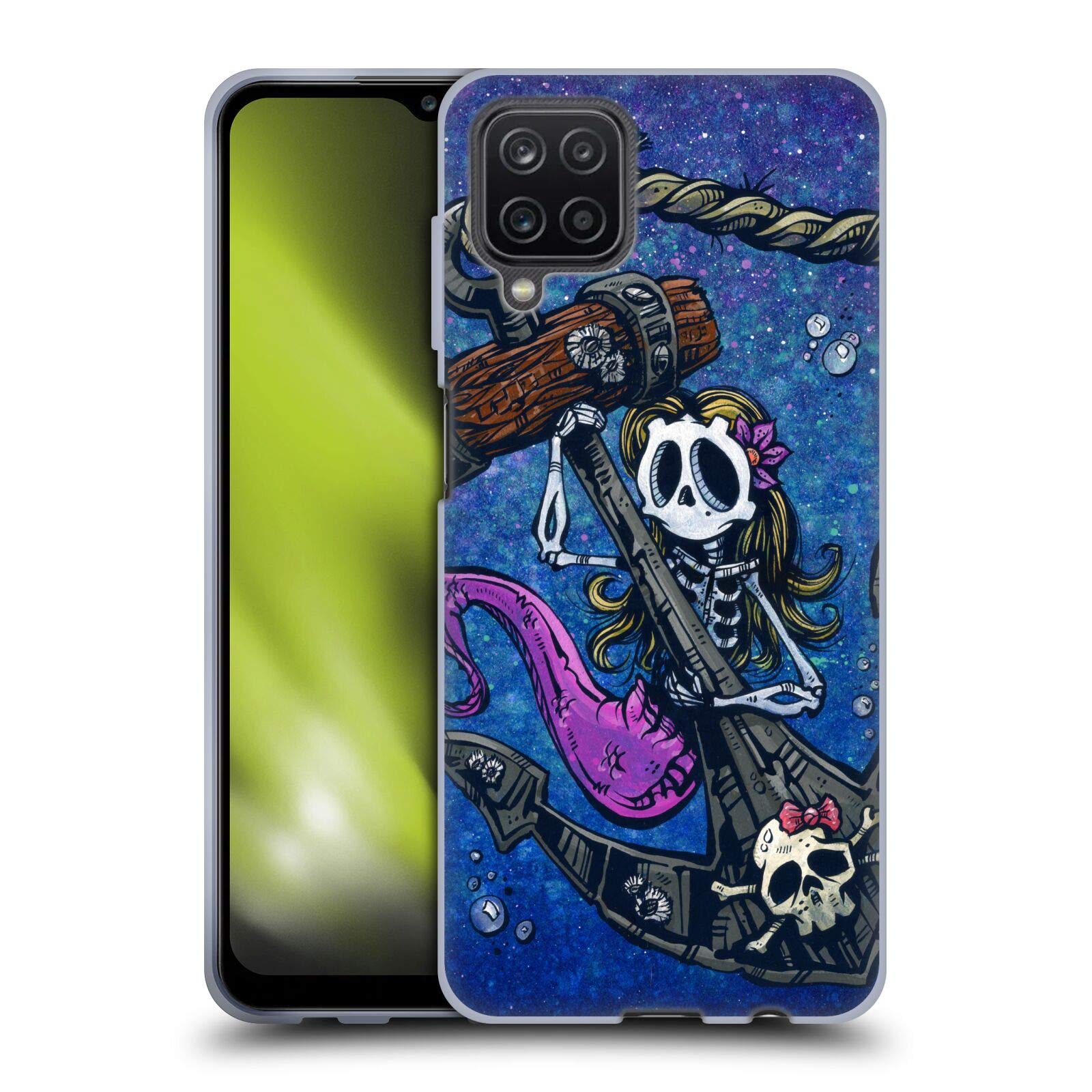 David Lozeau Mermaid Anchor Colorful Grunge Soft Gel Case for Samsung Galaxy A12 (2020) – Officially Licensed by Head Case Designs, Perfect for Beach Days and Summer Adventures