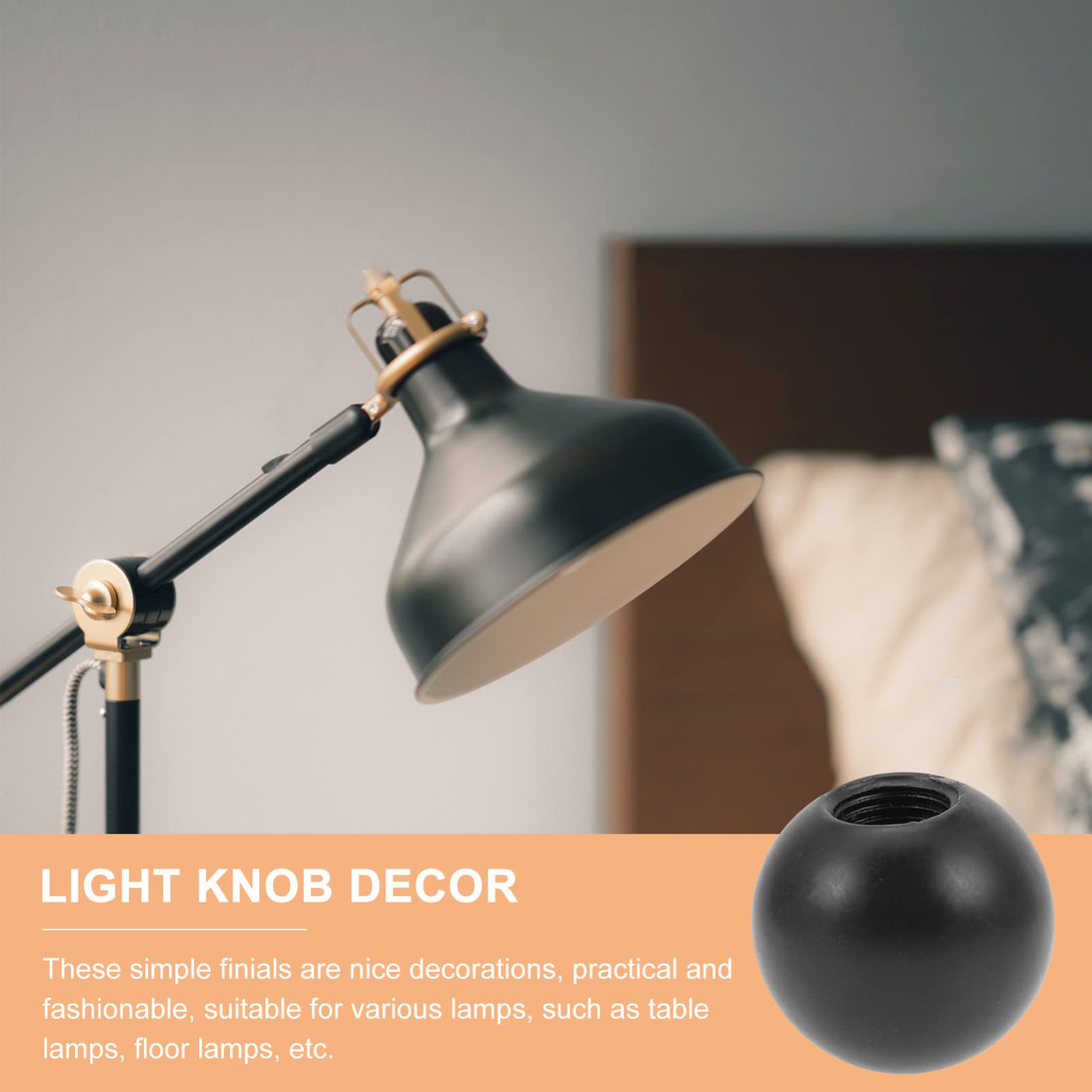 Luxshiny 6-Piece Black Metal Lamp Finial Set - 2.5cm Ball Shape Screw Topper for Lamp Shade Decoration | Perfect for Table Lamps, Floor Lamps & Chandeliers