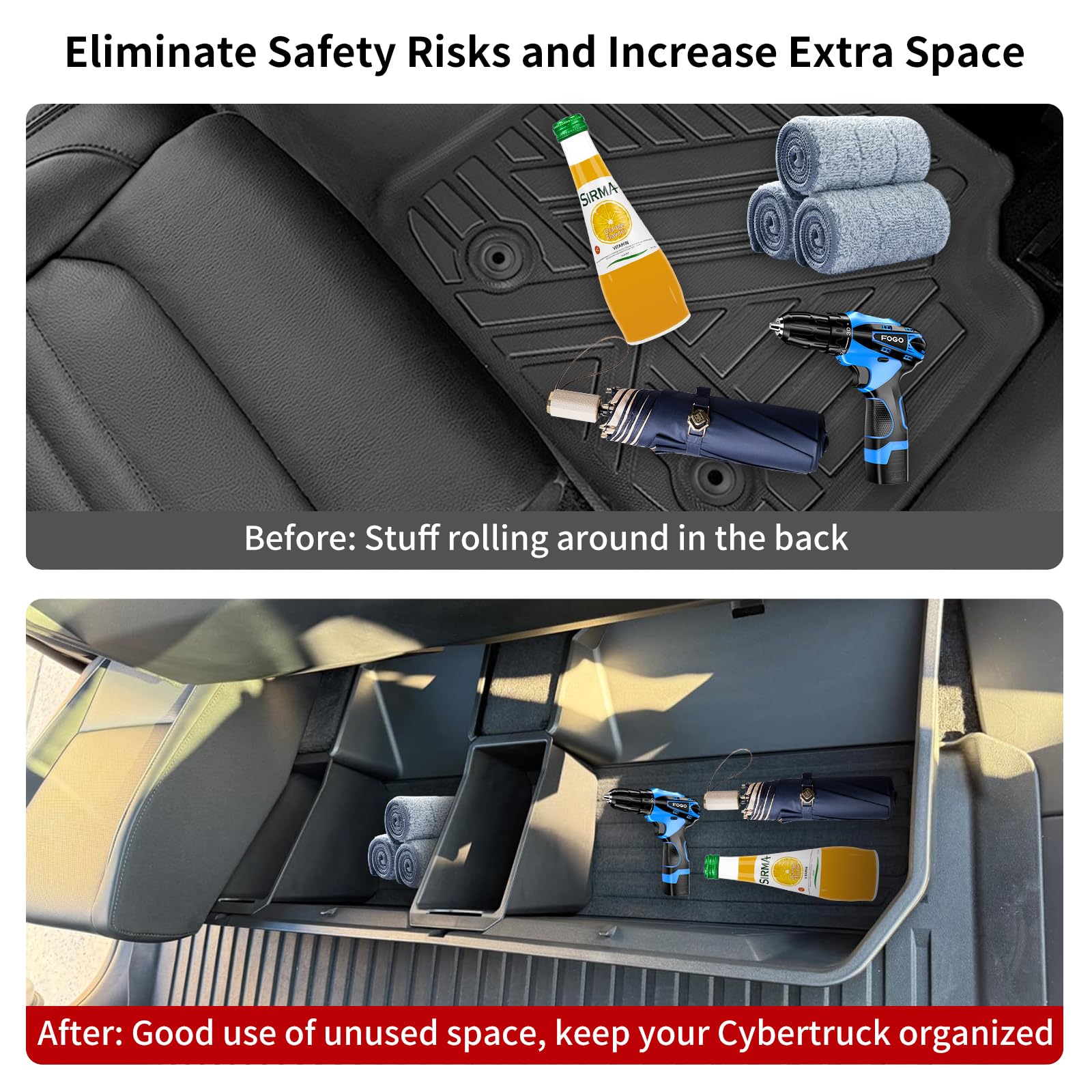 Tesla Cybertruck Rear Under Seat Storage Bin - Hidden Underseat Organizer for 2024 Cybertruck Accessories | Interior Storage Box for Tools, Emergency Kits & Car Essentials | Perfect for Road Trips & Outdoor Adventures