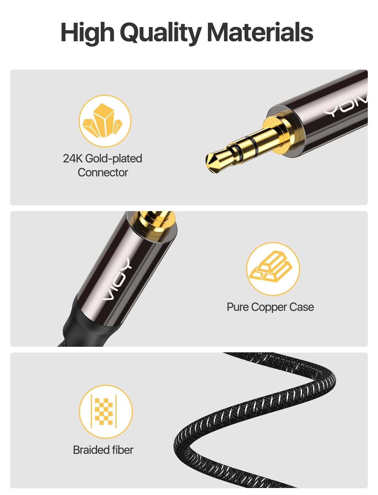 VIOY 3.5mm Male to Male 90 Degree Right Angle Aux Cable (30CM) - High-Quality Audio Lead for Car Aux, iPhone, iPad, iPod, TV, Laptop, and Speakers - Perfect for Home, Office, and Travel Use