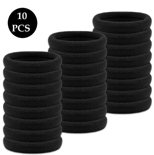 10 PCS Black Hair Ties - No Damage Elastic Ponytail Holders for Women & Girls - Hair Styling Accessories for Daily Use