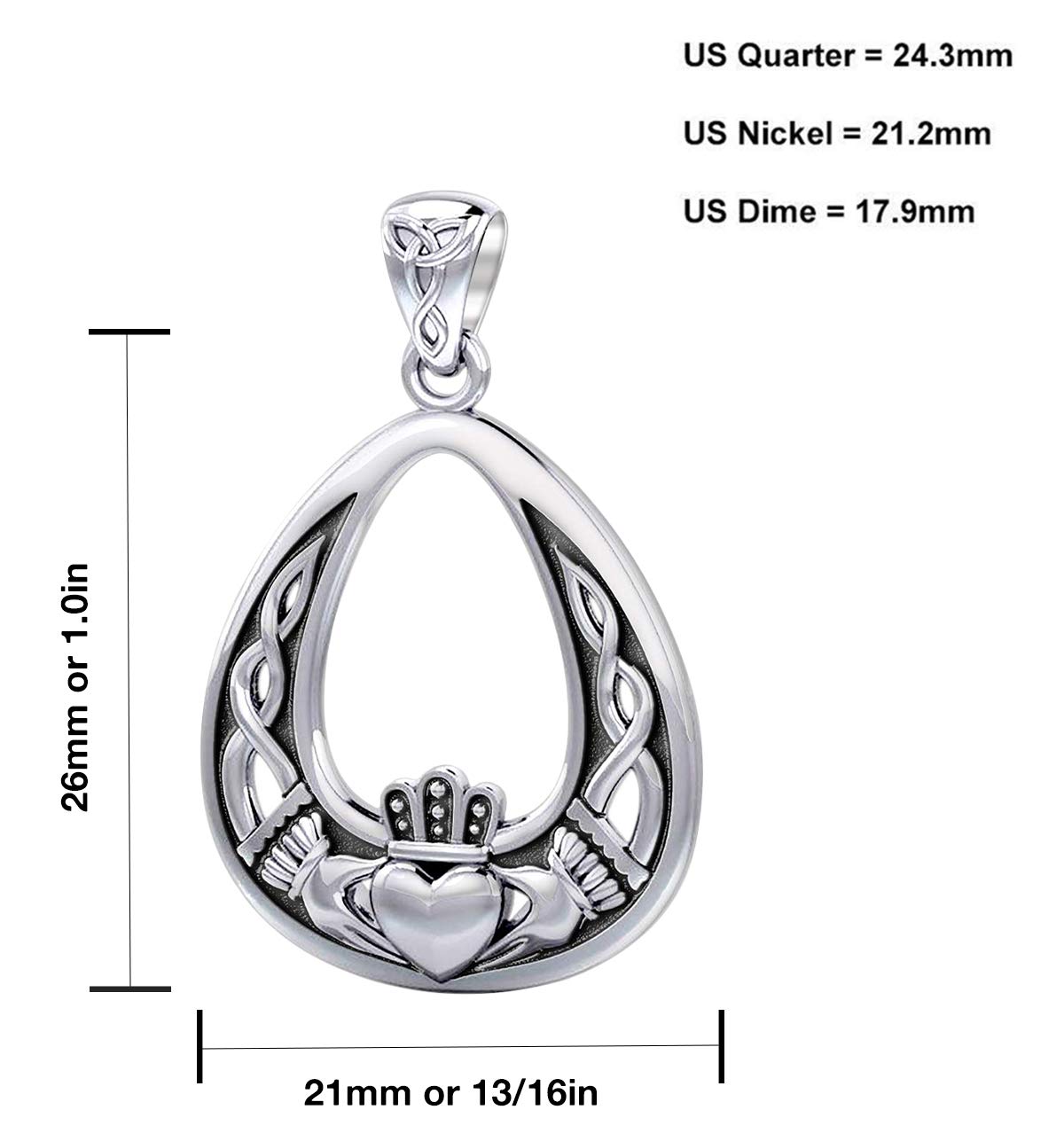 925 Sterling Silver Irish Claddagh Pendant Necklace for Women - Adjustable 18-24 Inch Chain - Authentic Celtic Jewelry Gift for Her - Perfect for St. Patrick's Day, Weddings & Anniversaries