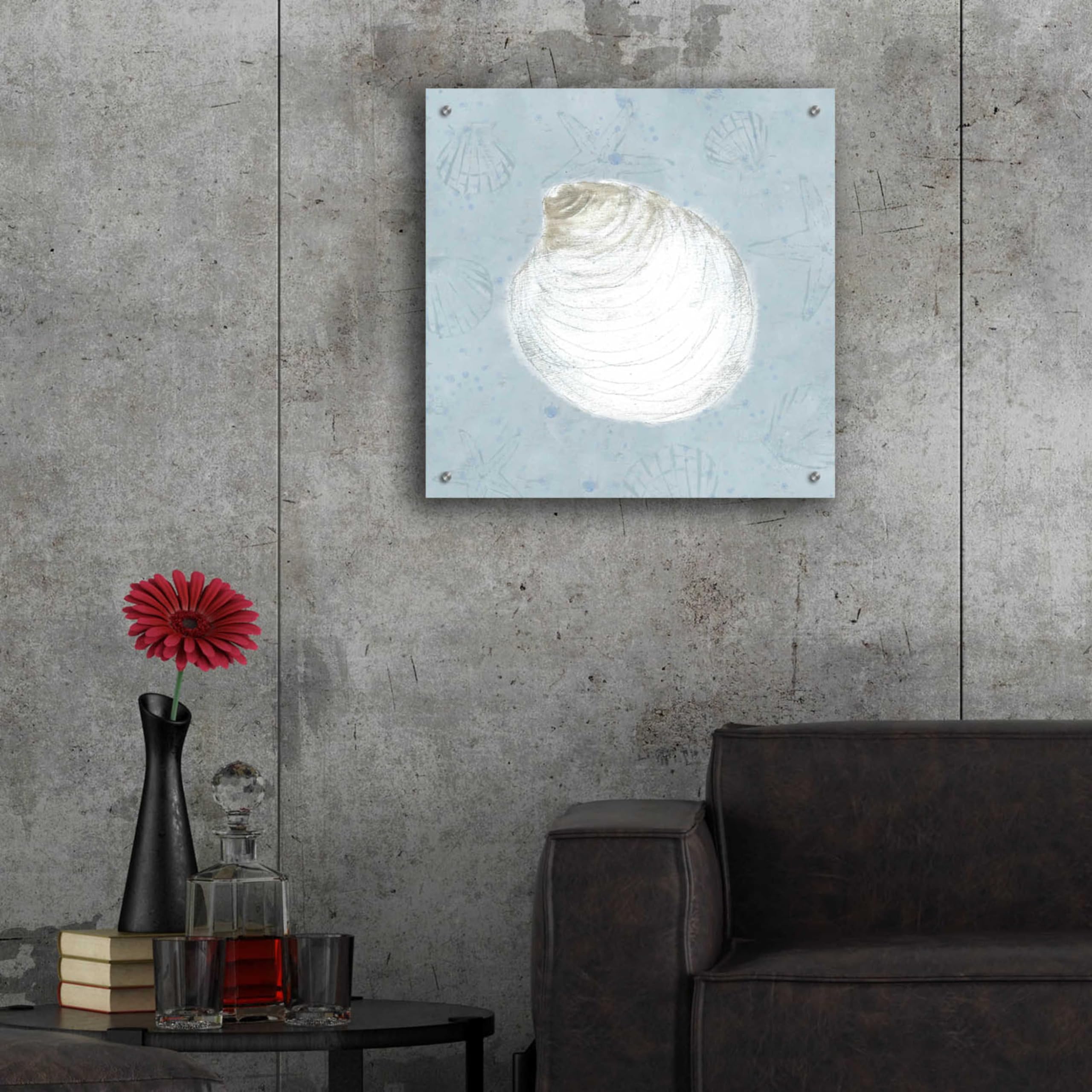 Serene Shells II by James Wiens - 24x24 Inch Acrylic Glass Wall Art Painting, Modern Coastal Home Decor for Living Room, Bedroom & Office
