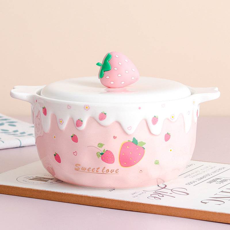 Ichigo Nabe - Cute Kawaii Ramen Noodle Bowl with Strawberry Design | Perfect for Anime Lovers & Japanese Food Enthusiasts | Great for Home Dining, Gifts & Cosplay Props