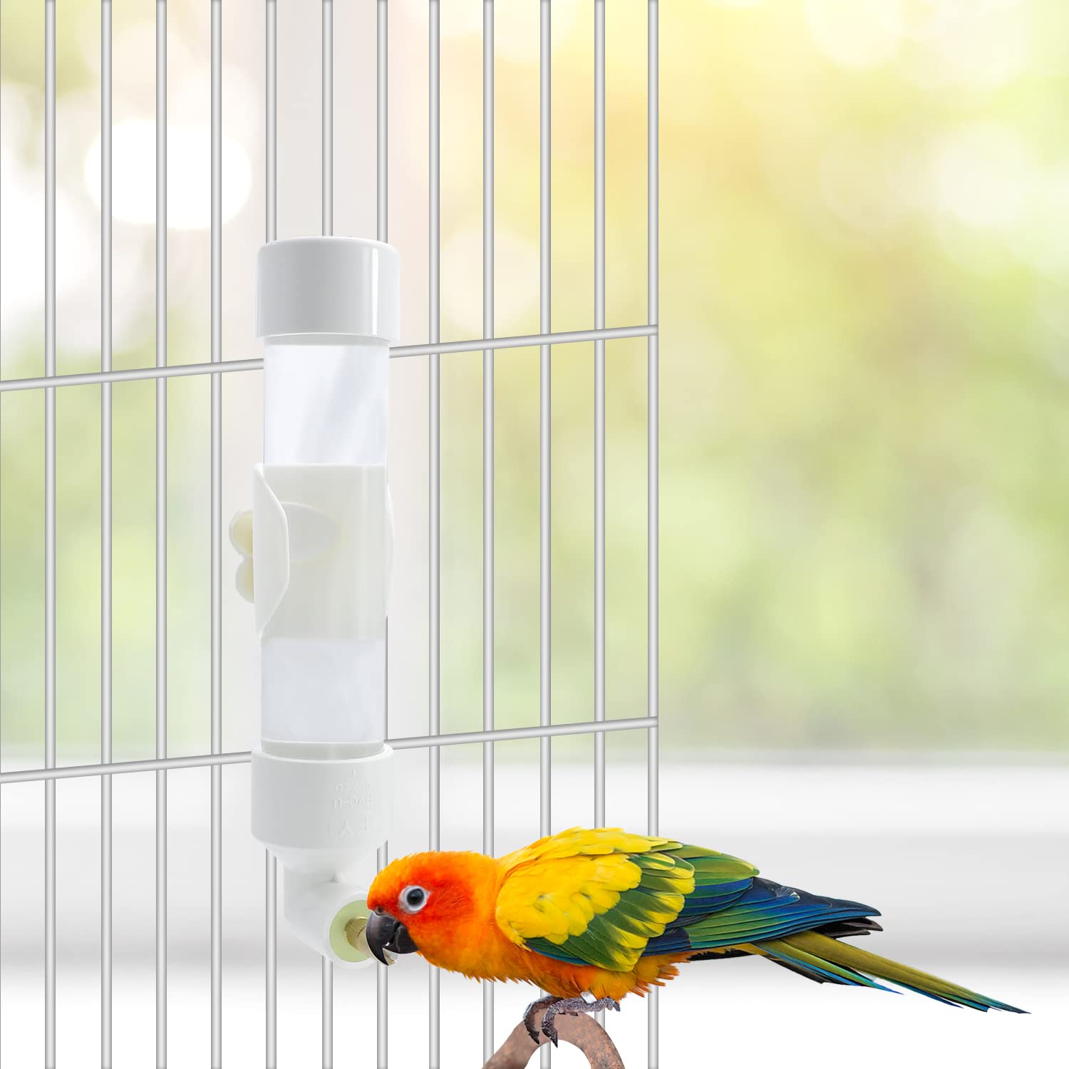 Automatic Bird Water Dispenser for Parrots, Parakeets, Cockatiels, Conures & Caiques - Small/Medium Size Pet Bird Water Feeder - Perfect for Cages, Aviaries & Travel Use