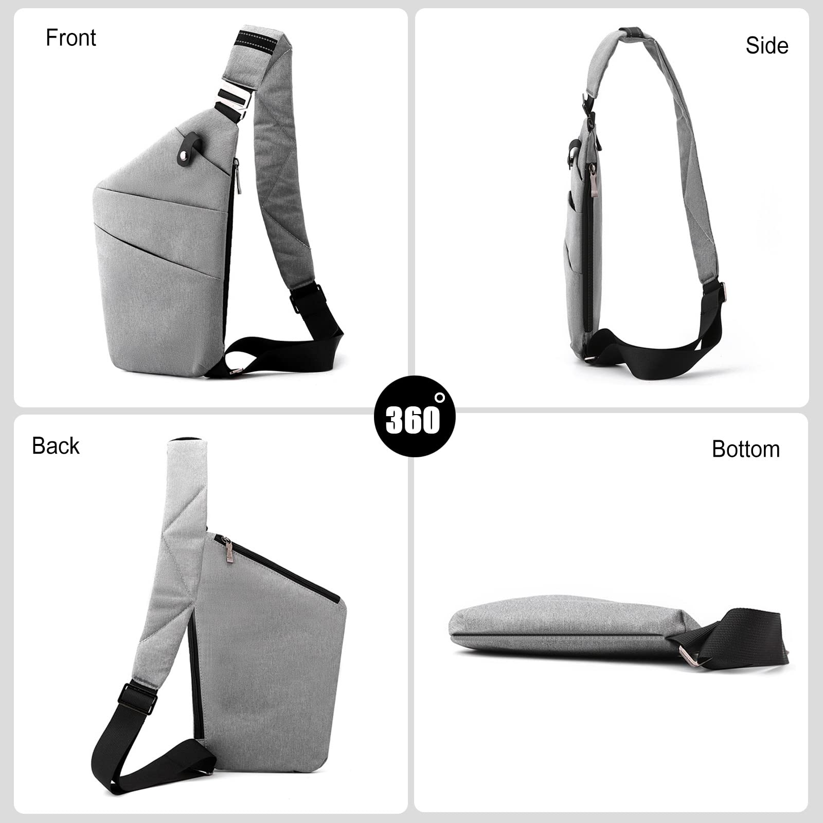 Anti-Theft Sling Bag - Secure Chest Shoulder Backpack for Men & Women | Travel, Hiking, Biking, Gym & Daily Use | Lightweight Nylon Crossbody Bag (Black)
