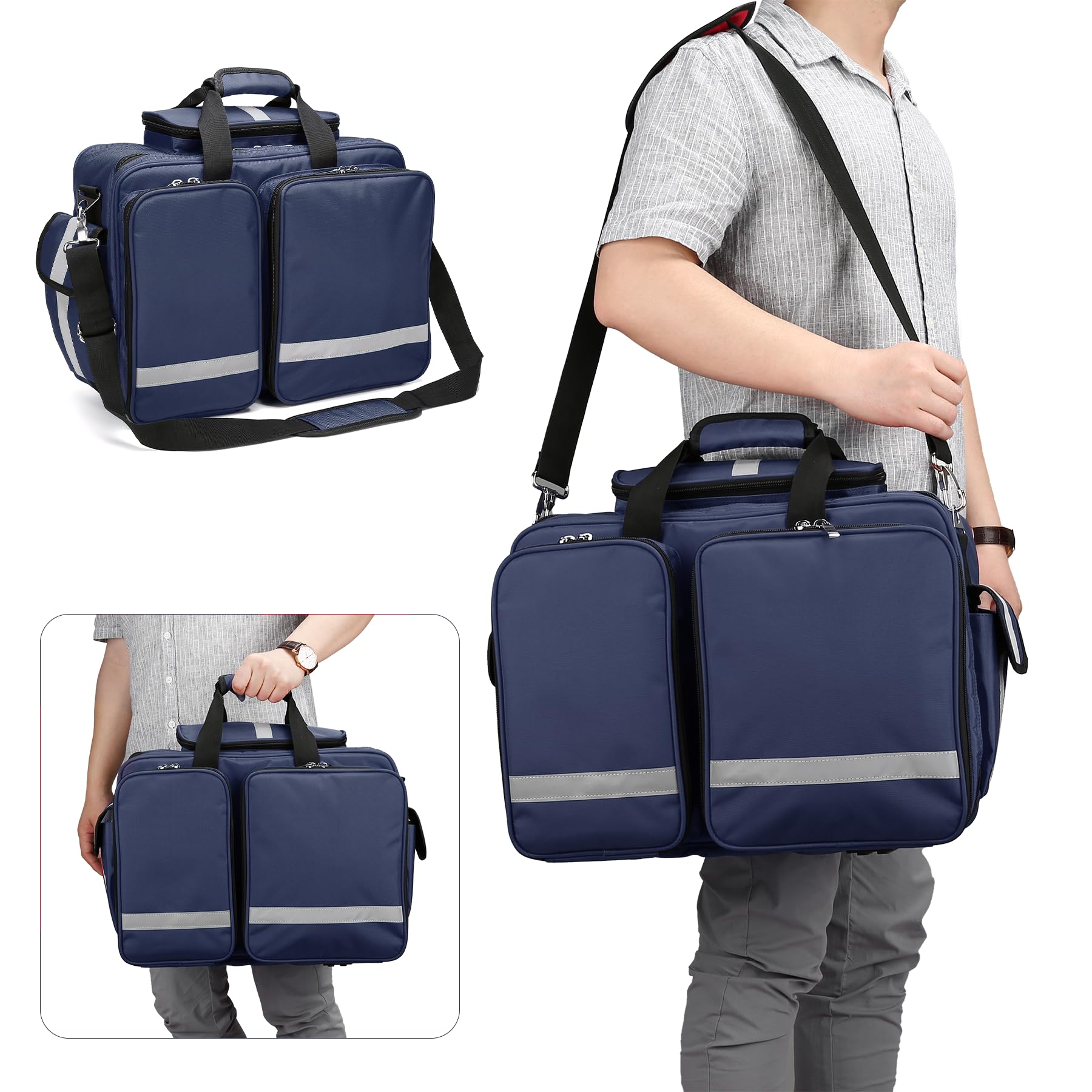 Empty First Aid Bag - Medical Supply Storage Pouch for Home, Nursing Students, Therapists & Doctors | Emergency Responder Trauma Kit | Ideal for First Aid, Healthcare & Emergency Preparedness