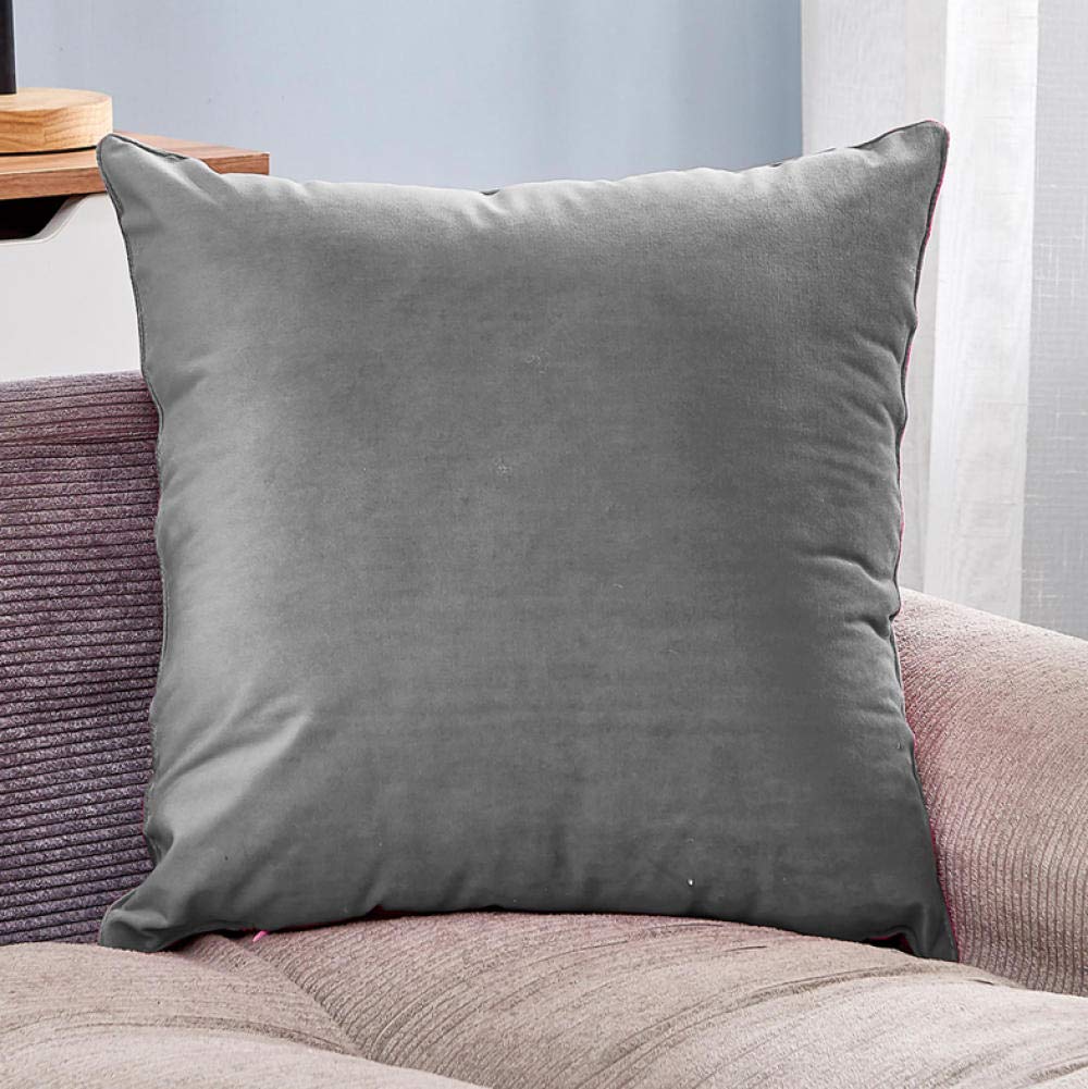 Premium Velvet Lumbar Pillow for Sofa, Office & Car - Solid Gray Back Cushion (45x45cm) - Perfect for Home Decor, Work Comfort & Long Drives